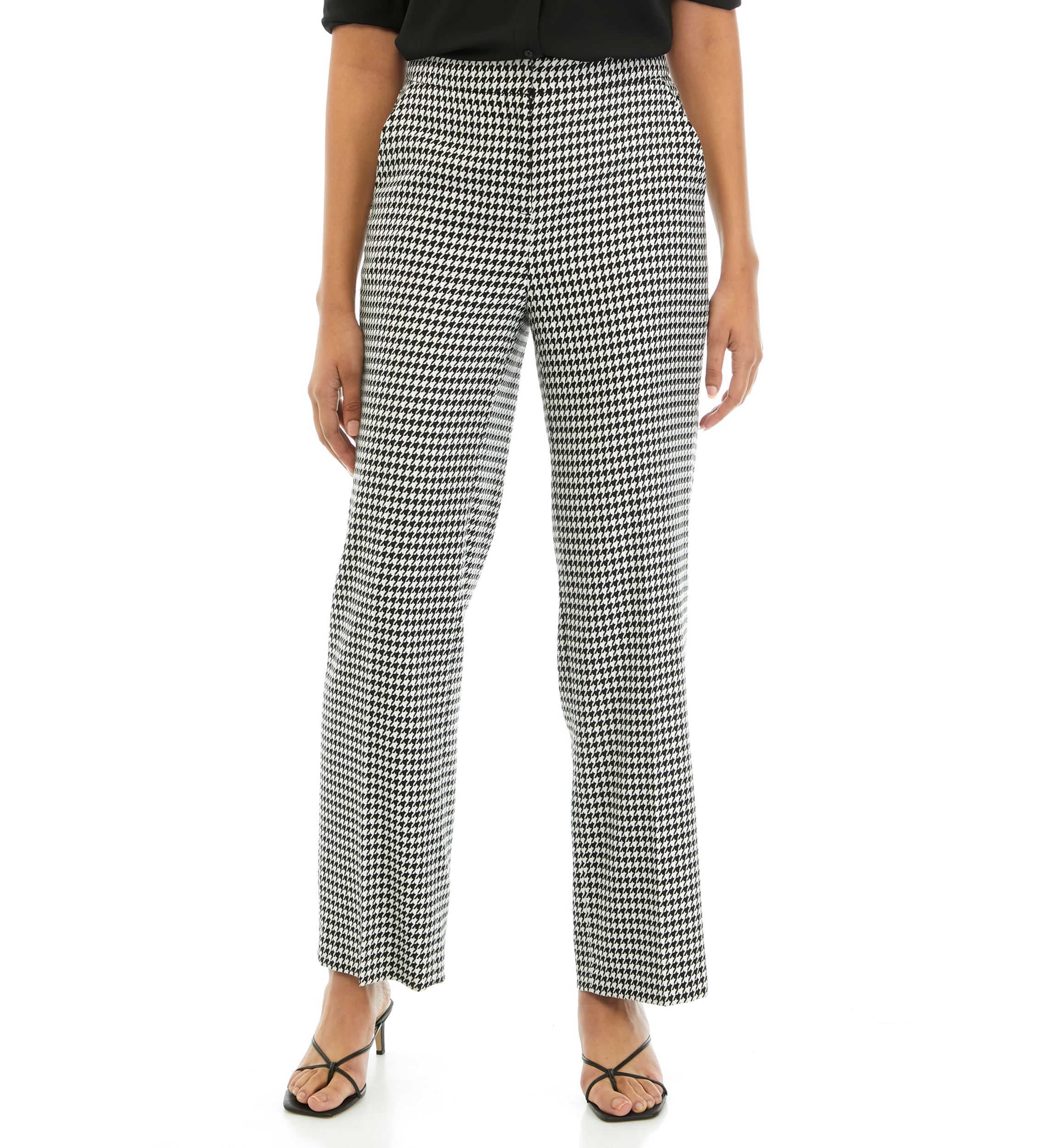 Womens Houndstooth Wide Leg Pants 