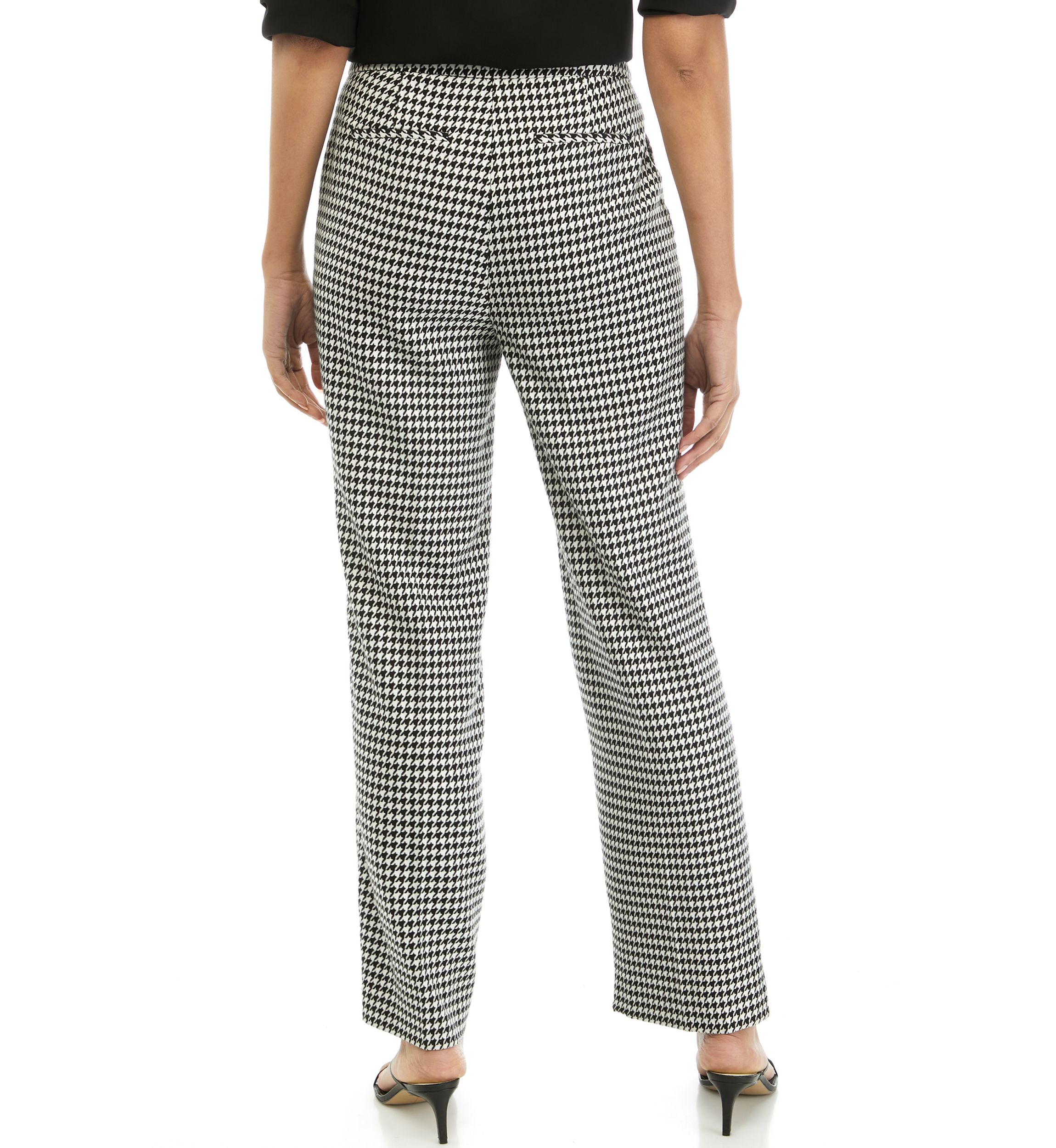 Womens Houndstooth Wide Leg Pants 
