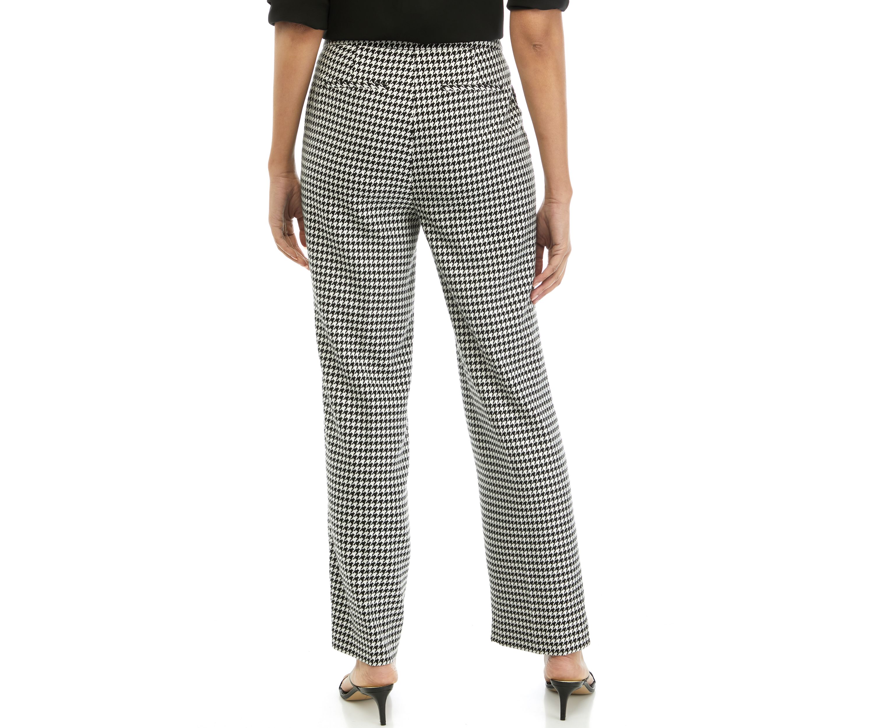 Womens Houndstooth Wide Leg Pants 