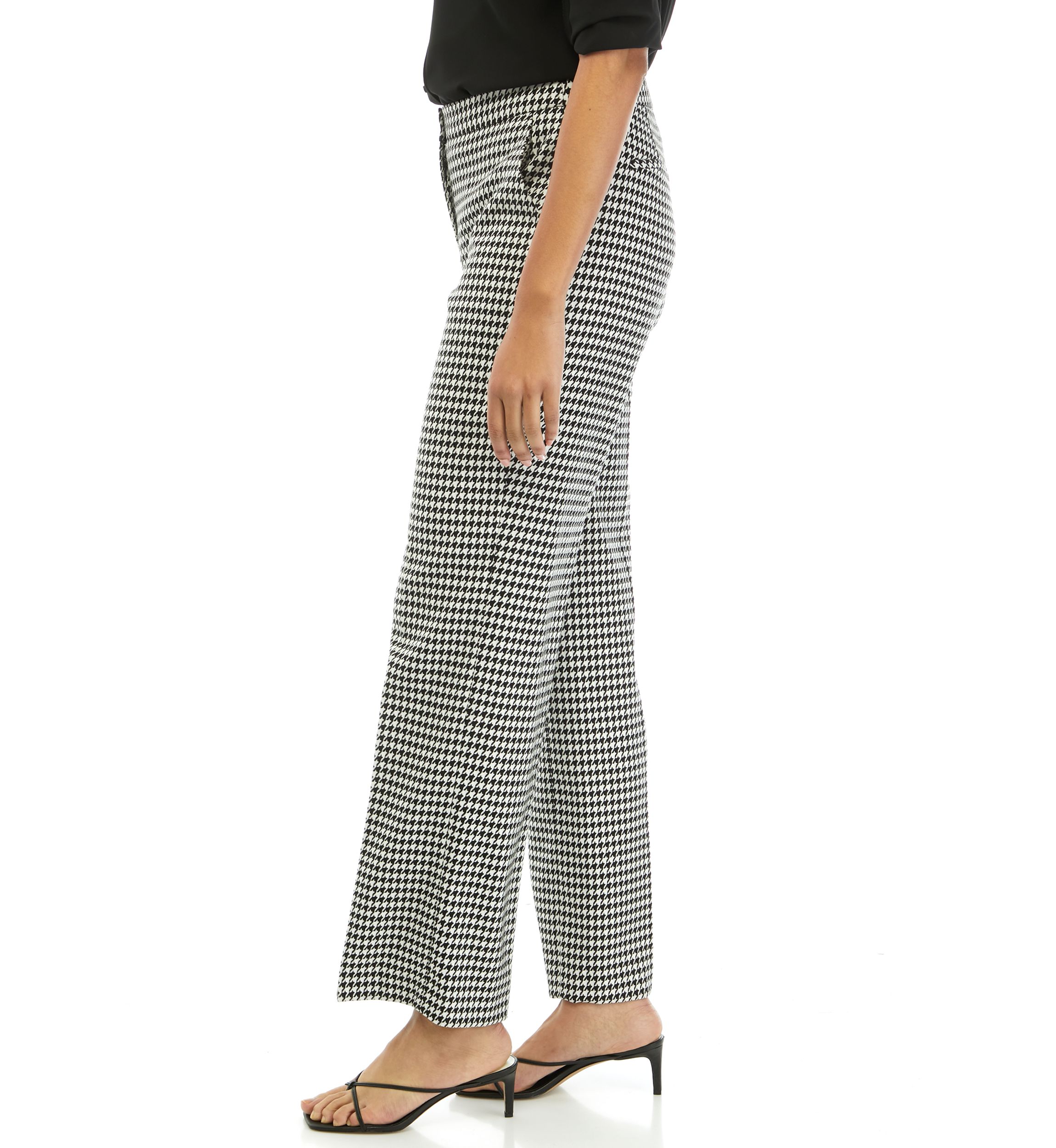 Womens Houndstooth Wide Leg Pants 