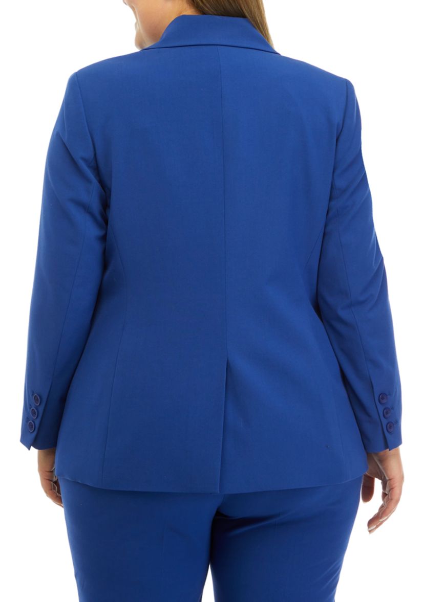 Plus Size Bi Stretch One Button Notch Collar Jacket