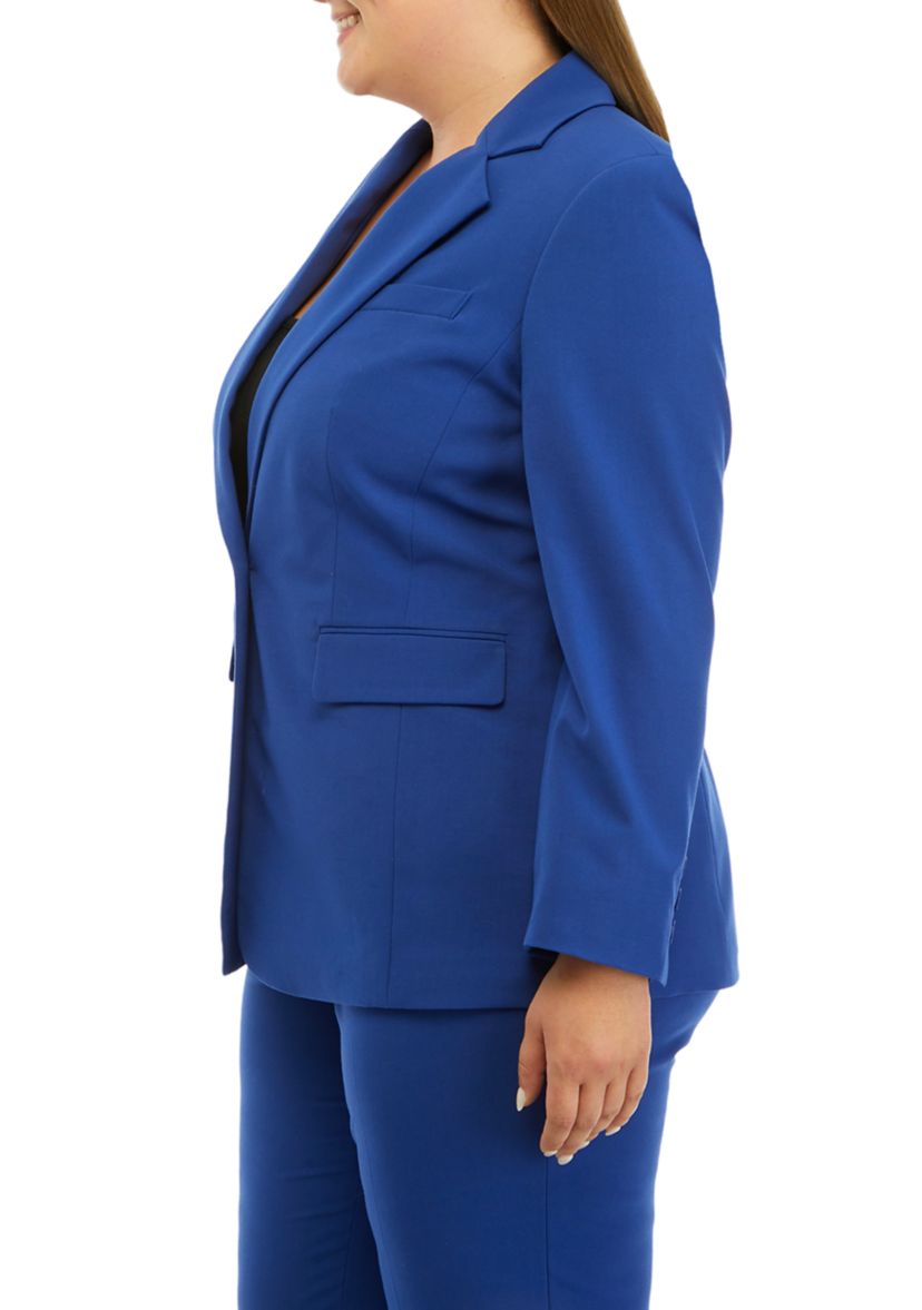 Plus Size Bi Stretch One Button Notch Collar Jacket