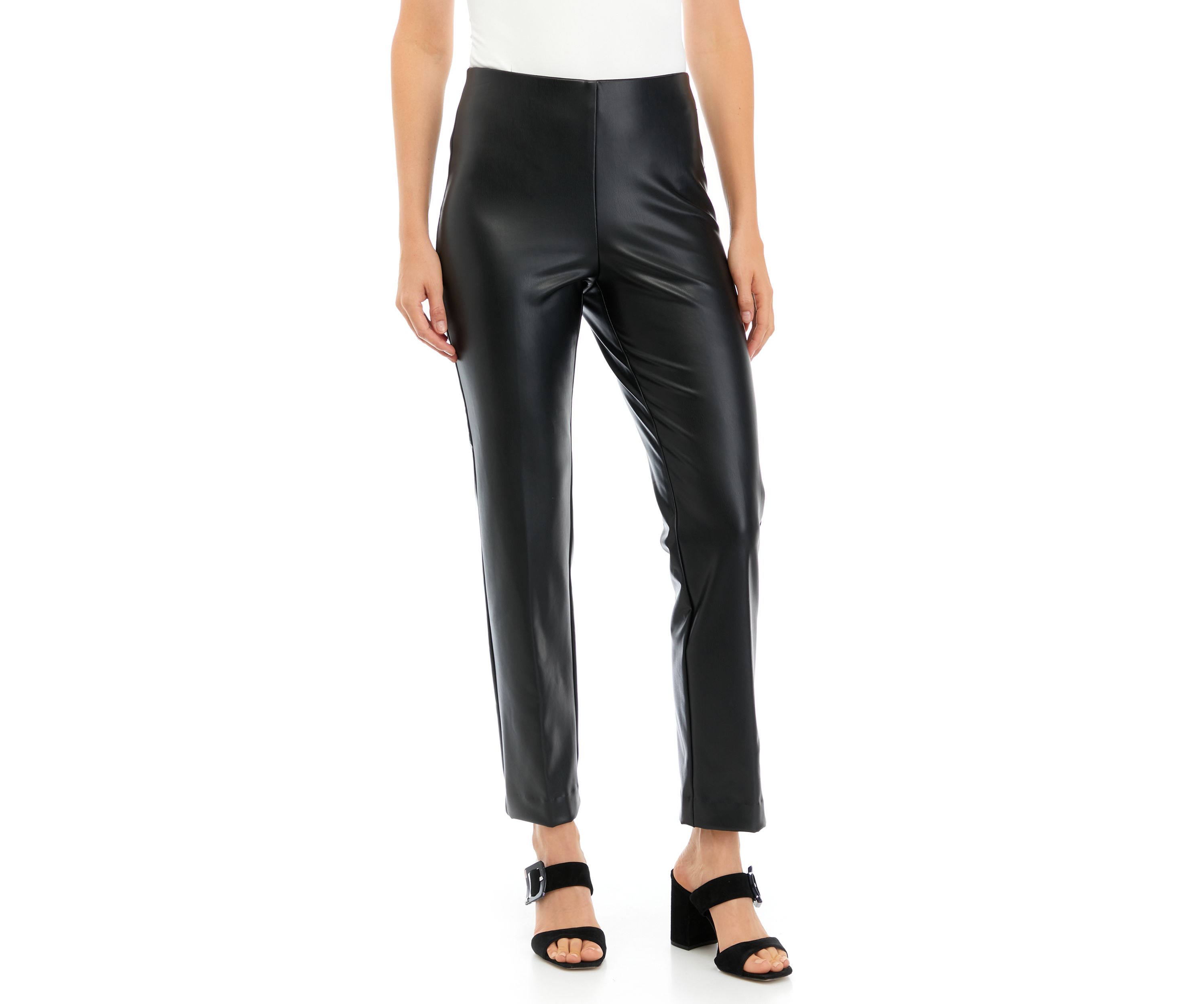 Womens Pull On Slim Vegan Leather Pants