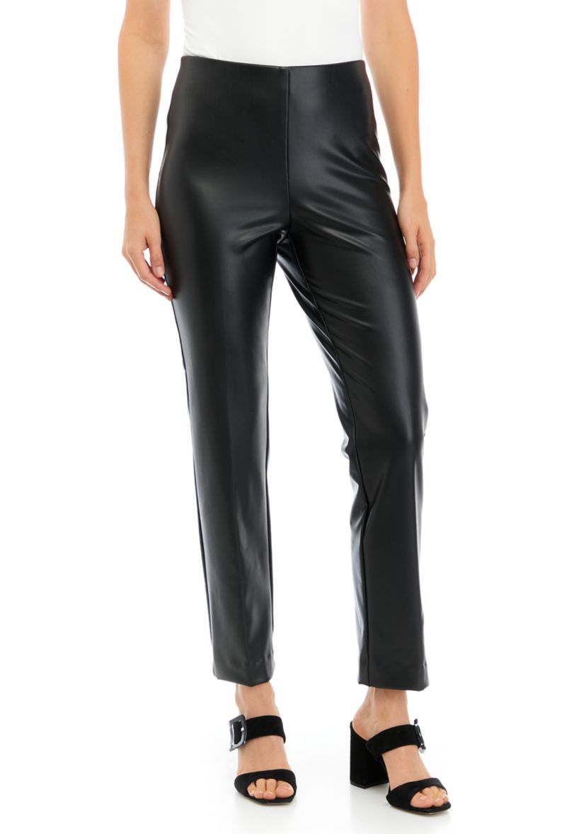 Womens Pull On Slim Vegan Leather Pants
