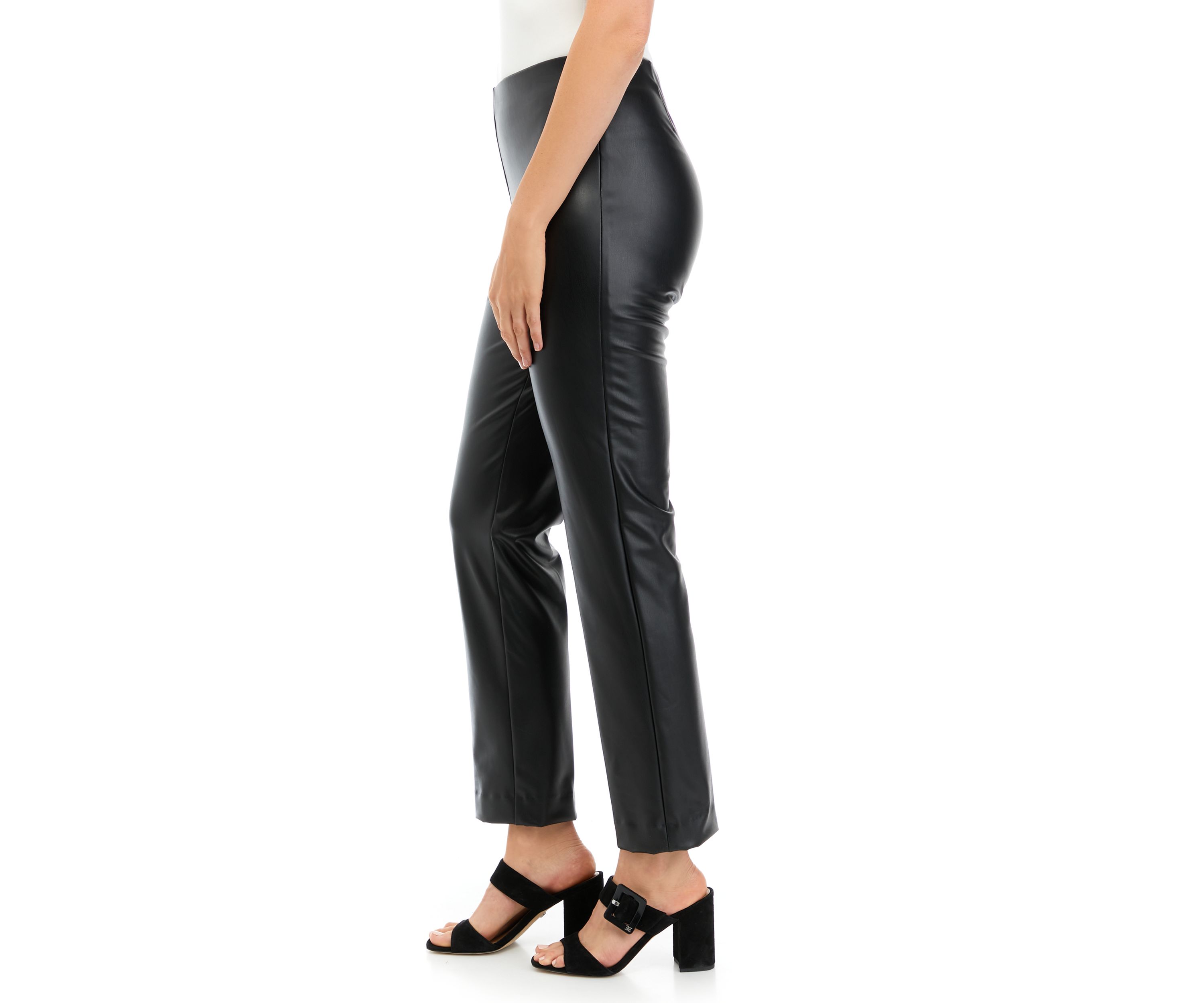 Womens Pull On Slim Vegan Leather Pants