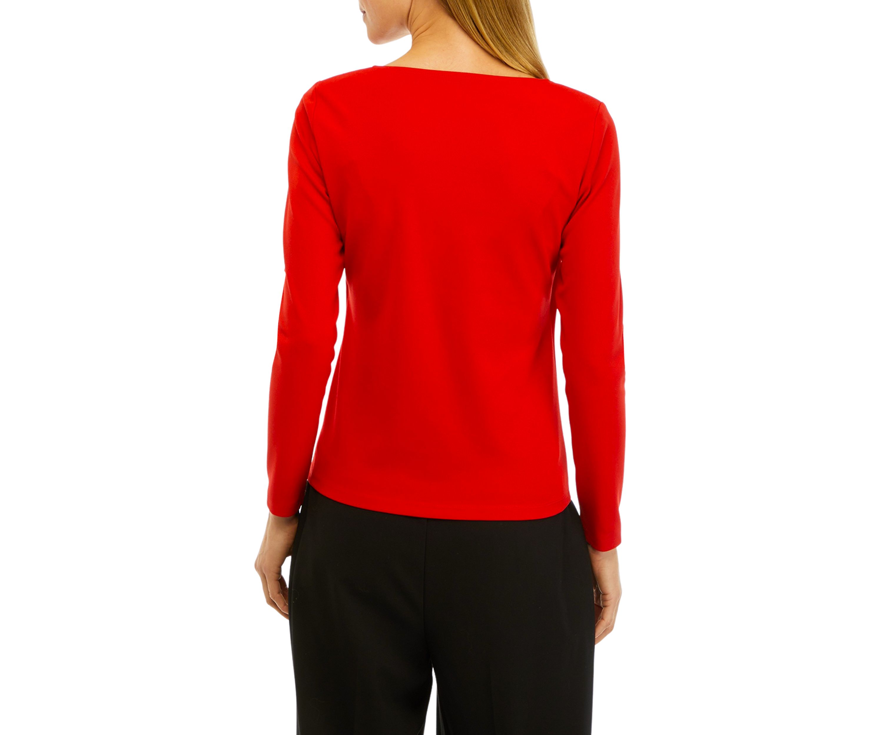 Womens Scuba Crepe Long Sleeve Sweetheart Neck Top