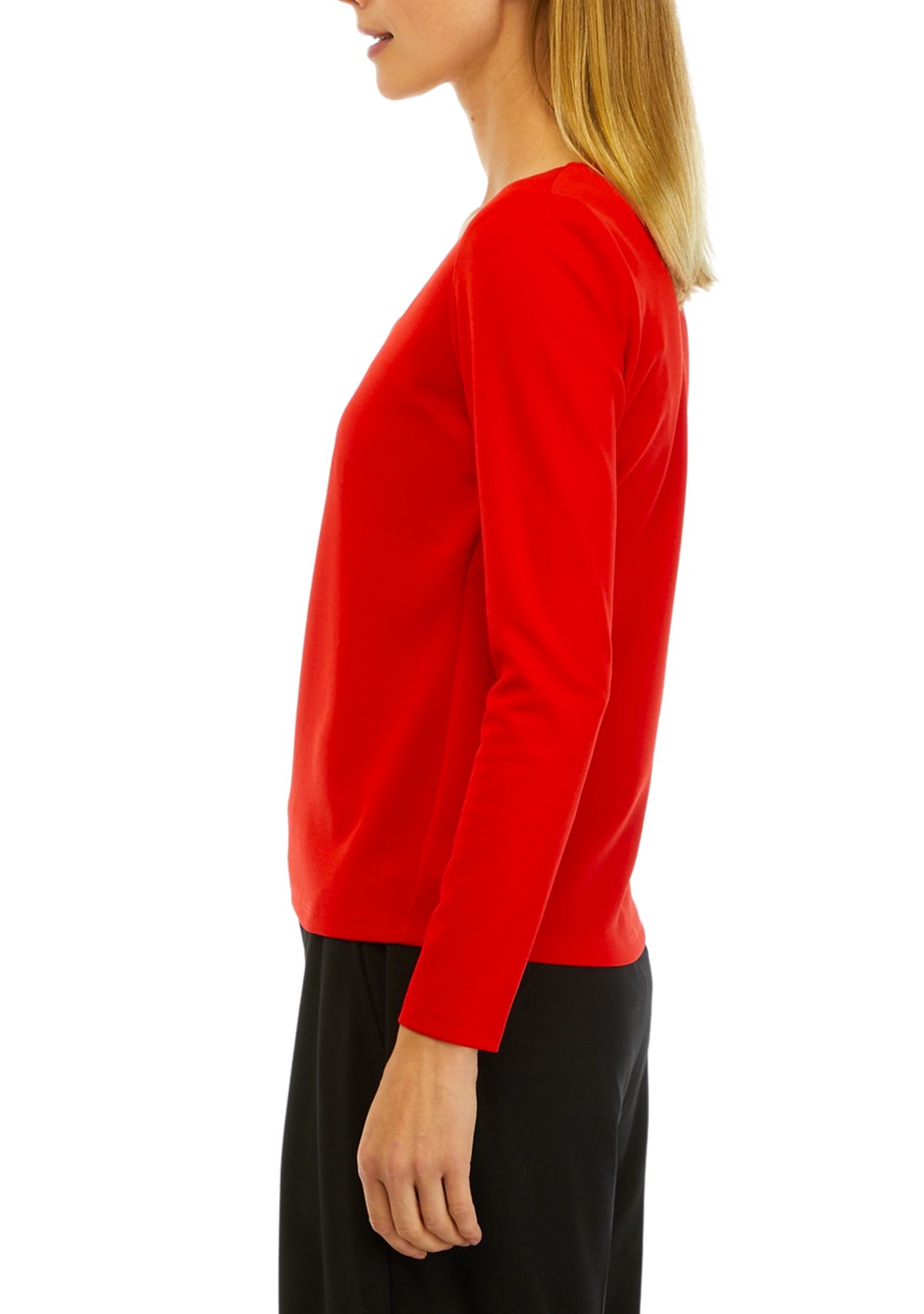 Womens Scuba Crepe Long Sleeve Sweetheart Neck Top