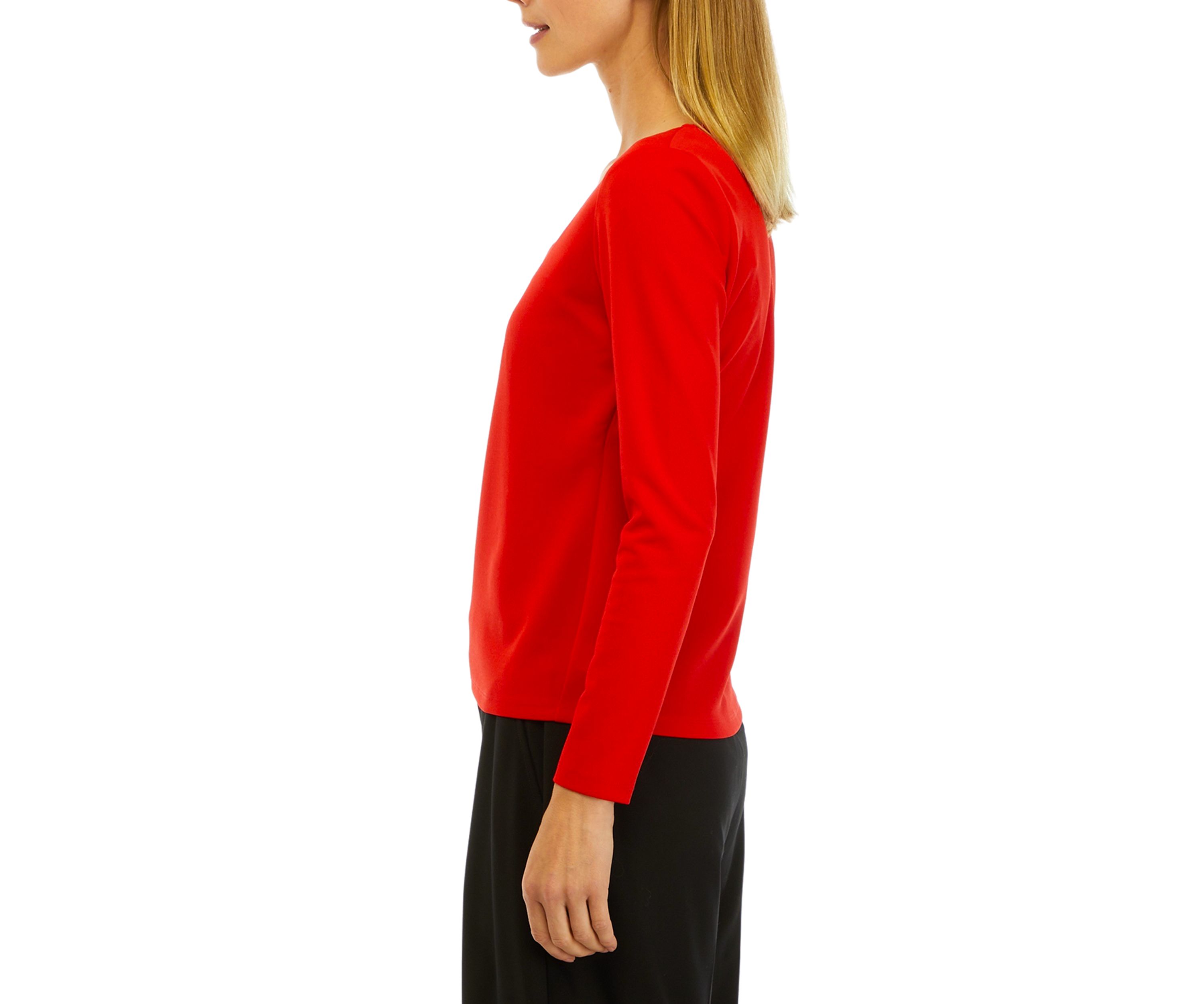 Womens Scuba Crepe Long Sleeve Sweetheart Neck Top