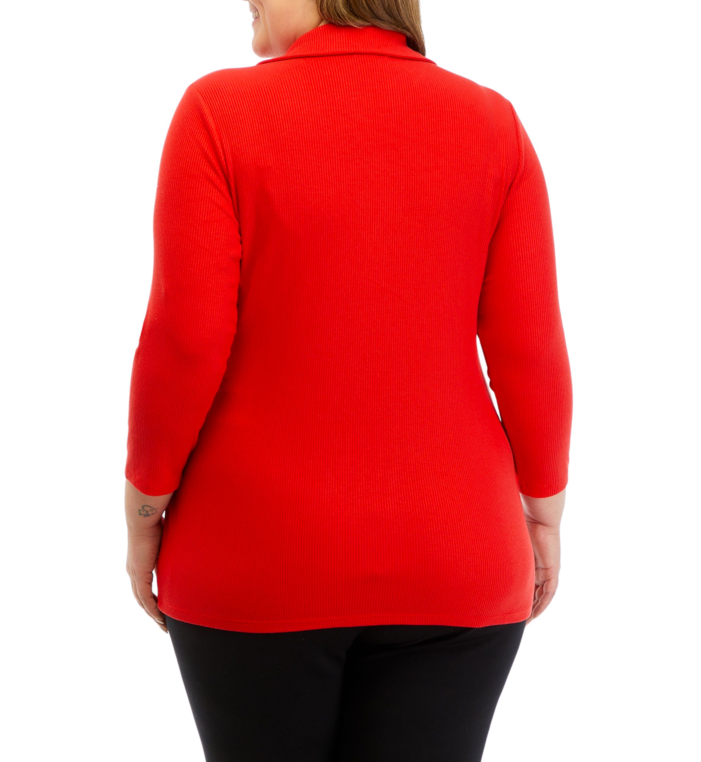 Plus Size 3/4 Sleeve Wrap Top with Collar