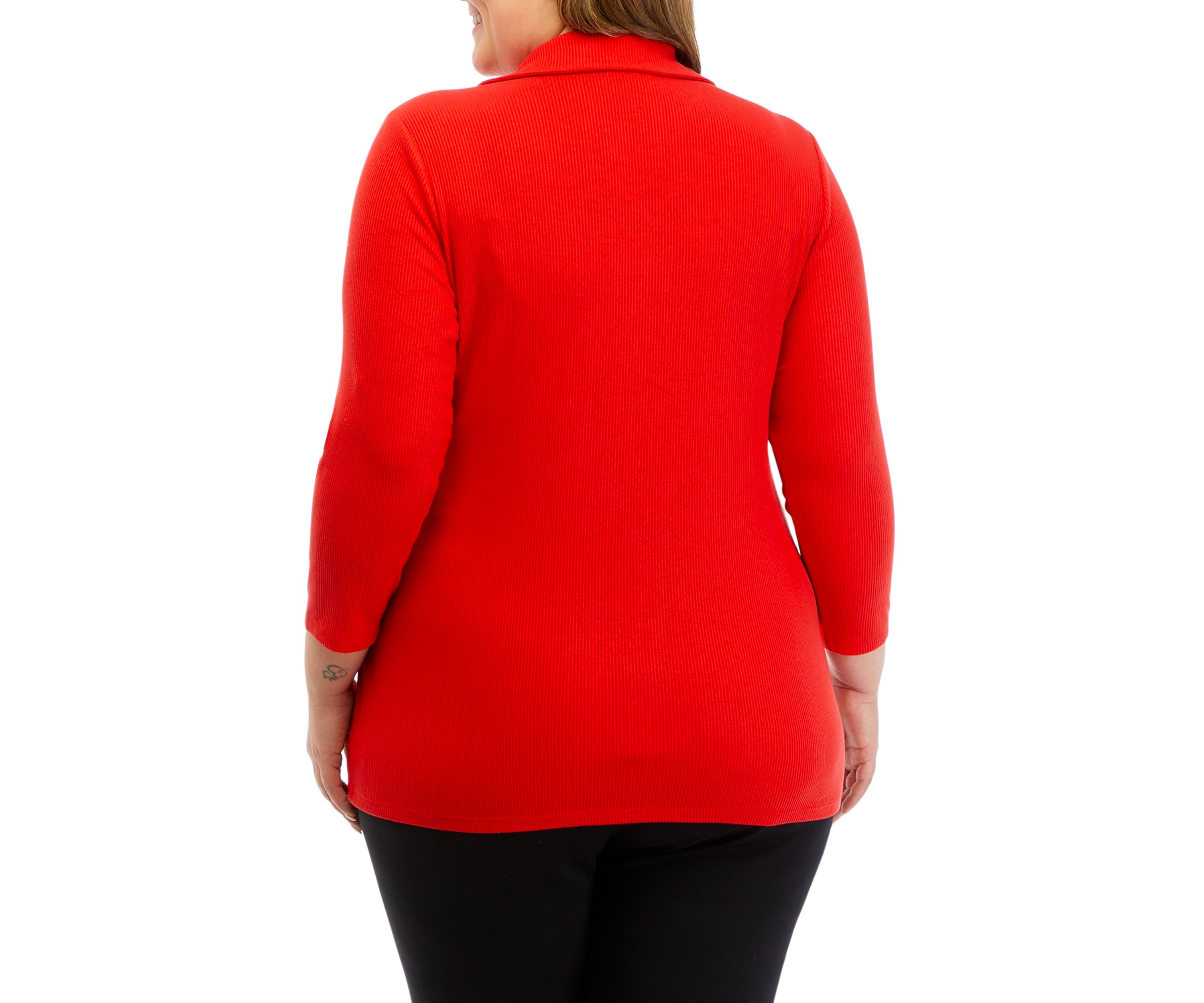 Plus Size 3/4 Sleeve Wrap Top with Collar
