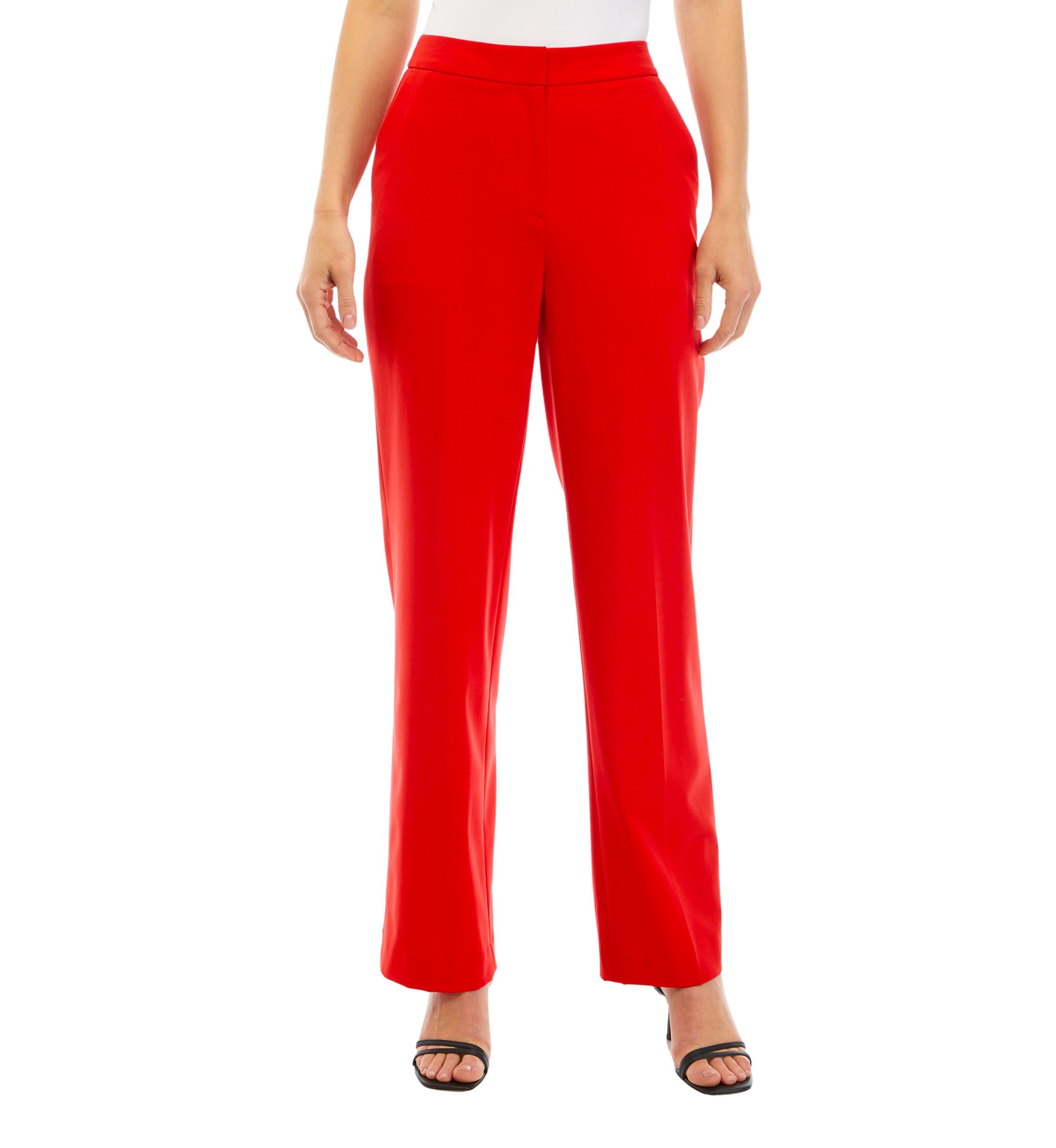 Womens High Rise Fly Front Wide Leg Pants