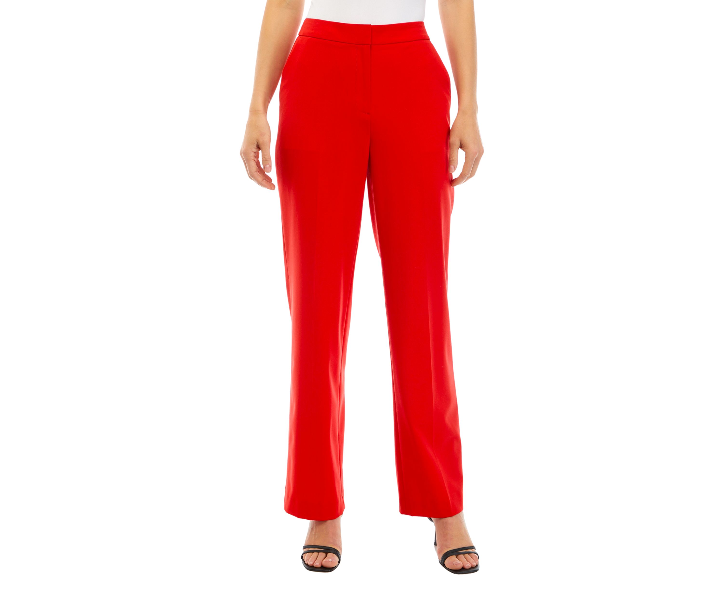 Womens High Rise Fly Front Wide Leg Pants