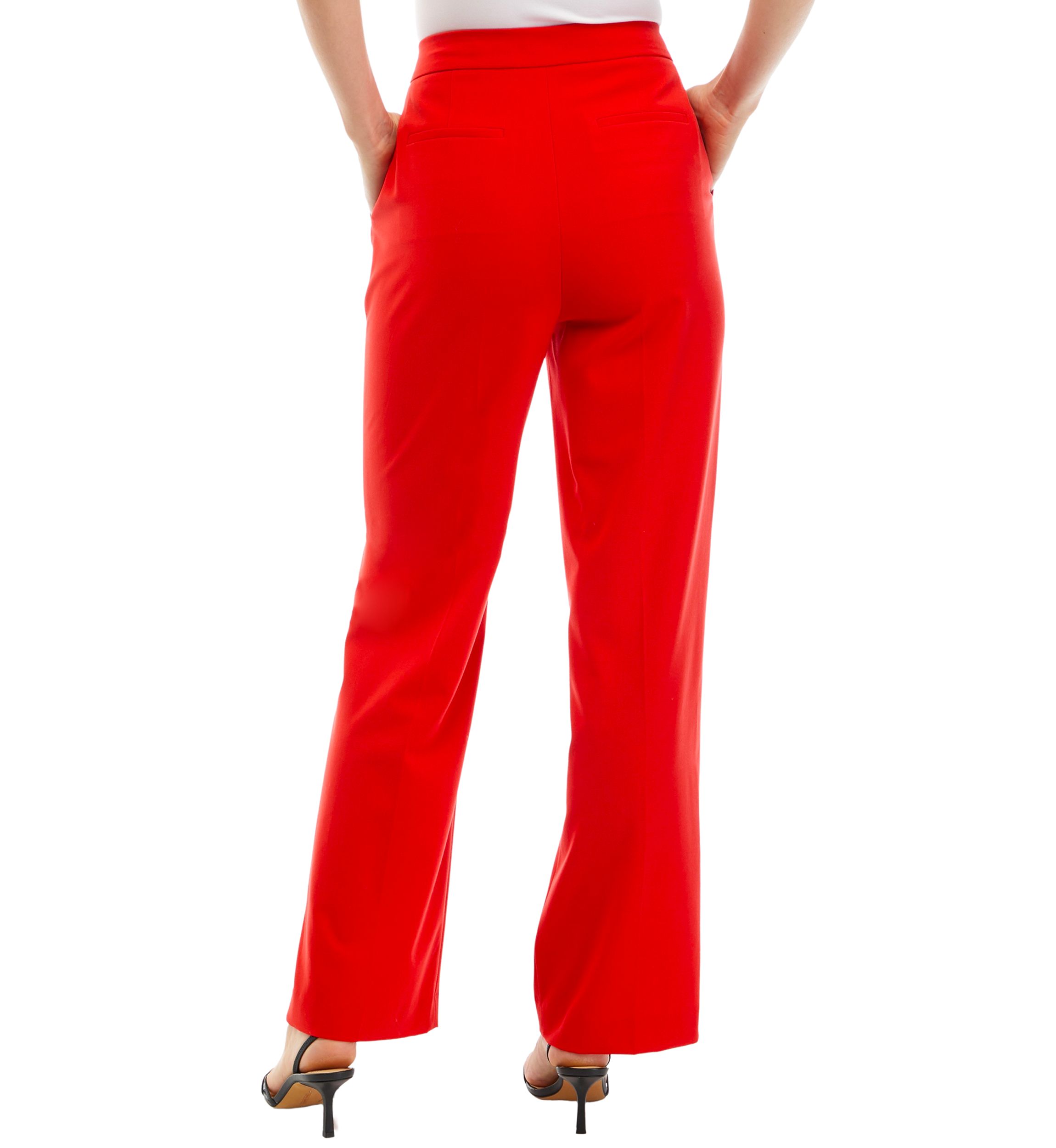 Womens High Rise Fly Front Wide Leg Pants