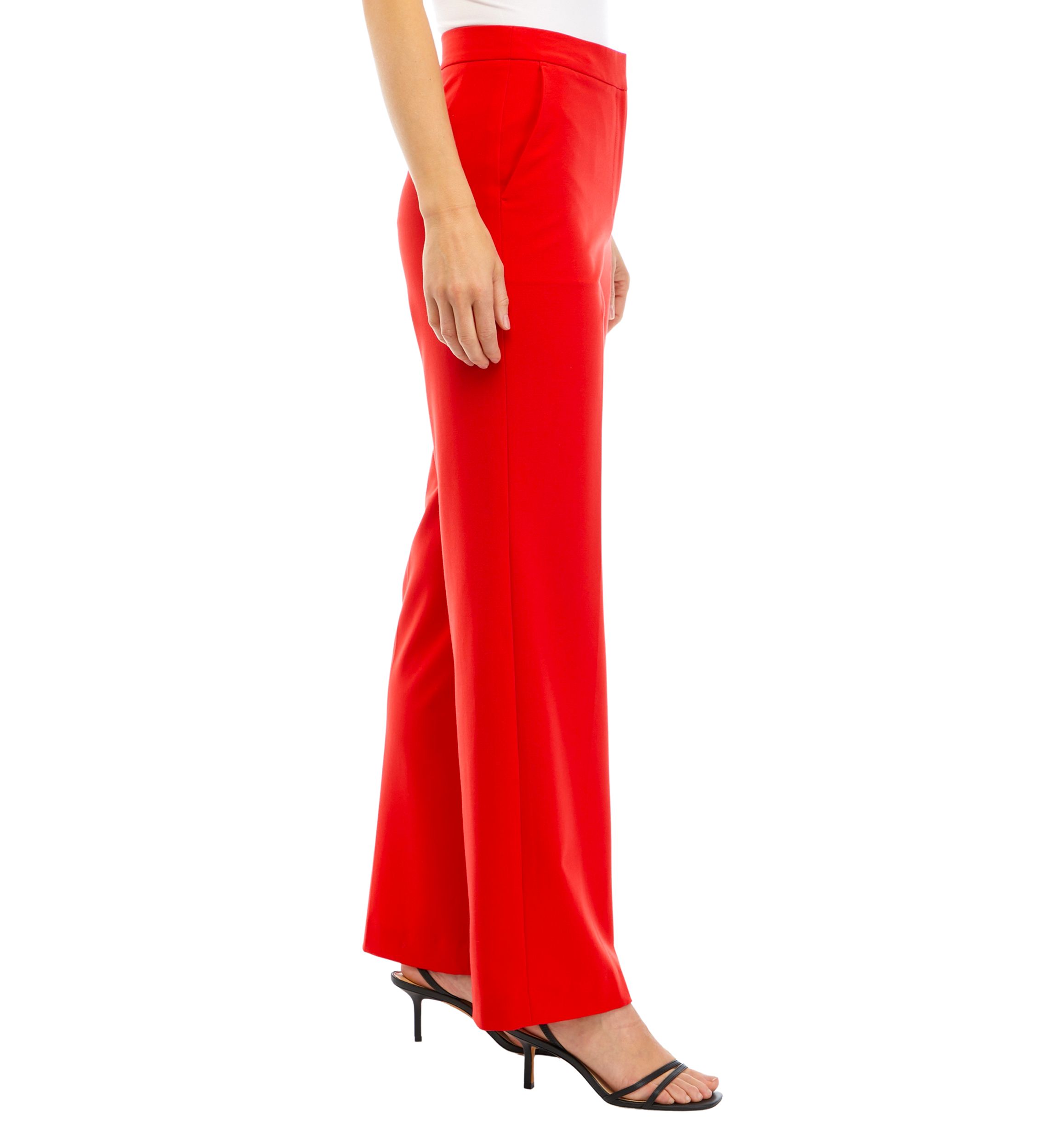 Womens High Rise Fly Front Wide Leg Pants