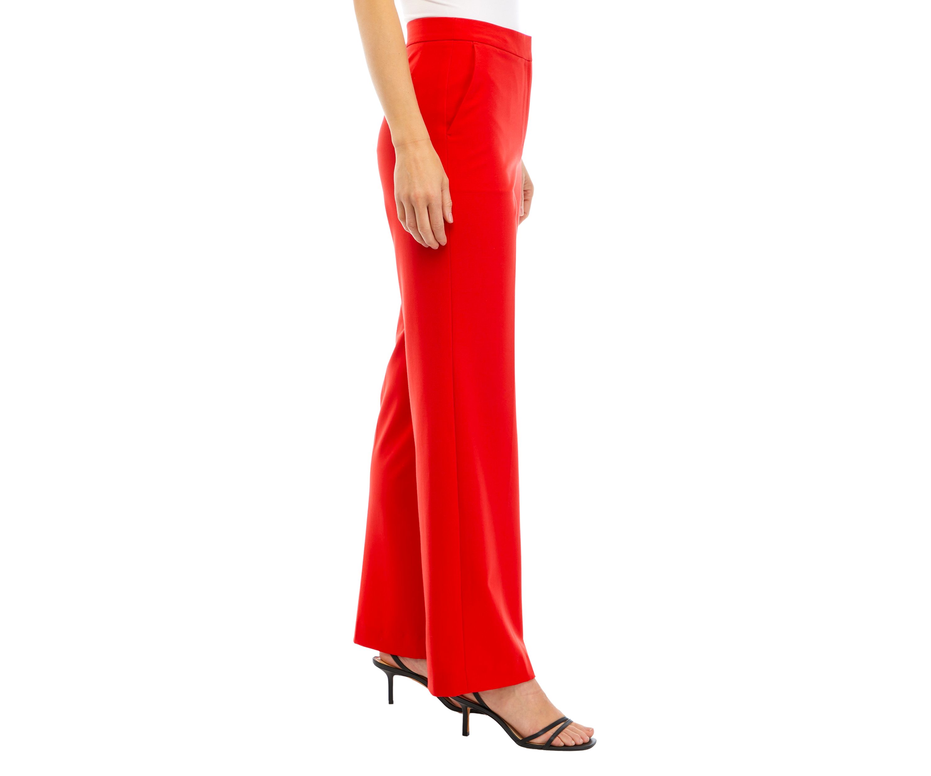 Womens High Rise Fly Front Wide Leg Pants