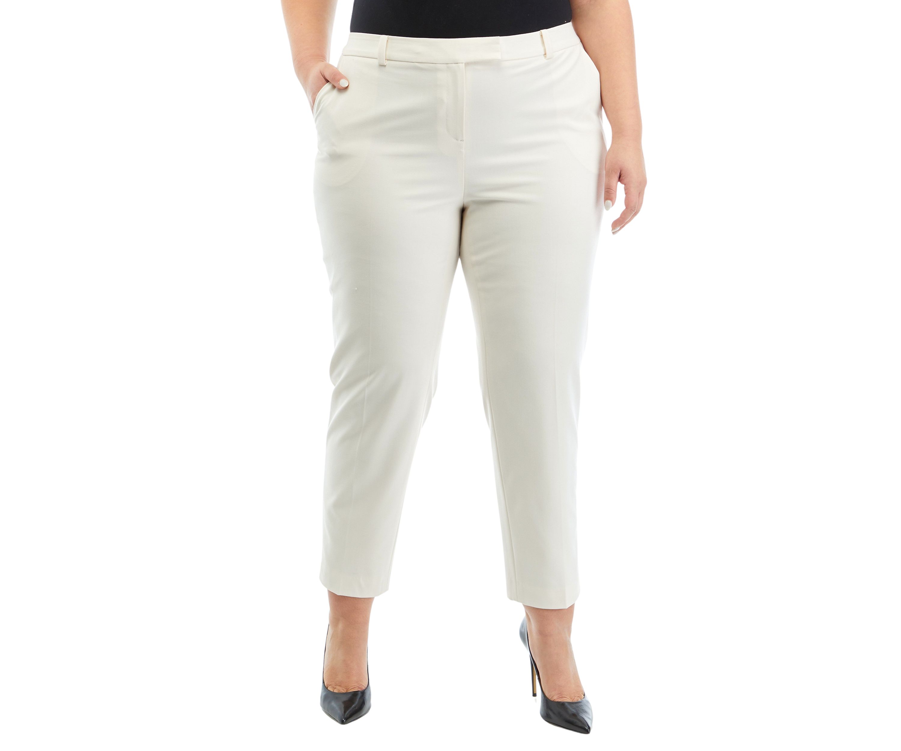 Plus Size Bi Stretch Straight Leg Ankle Pants