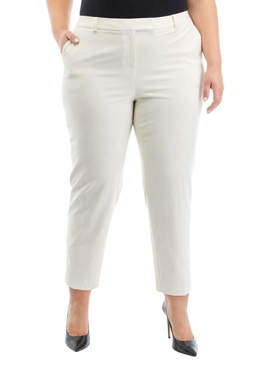Plus Size Bi Stretch Straight Leg Ankle Pants