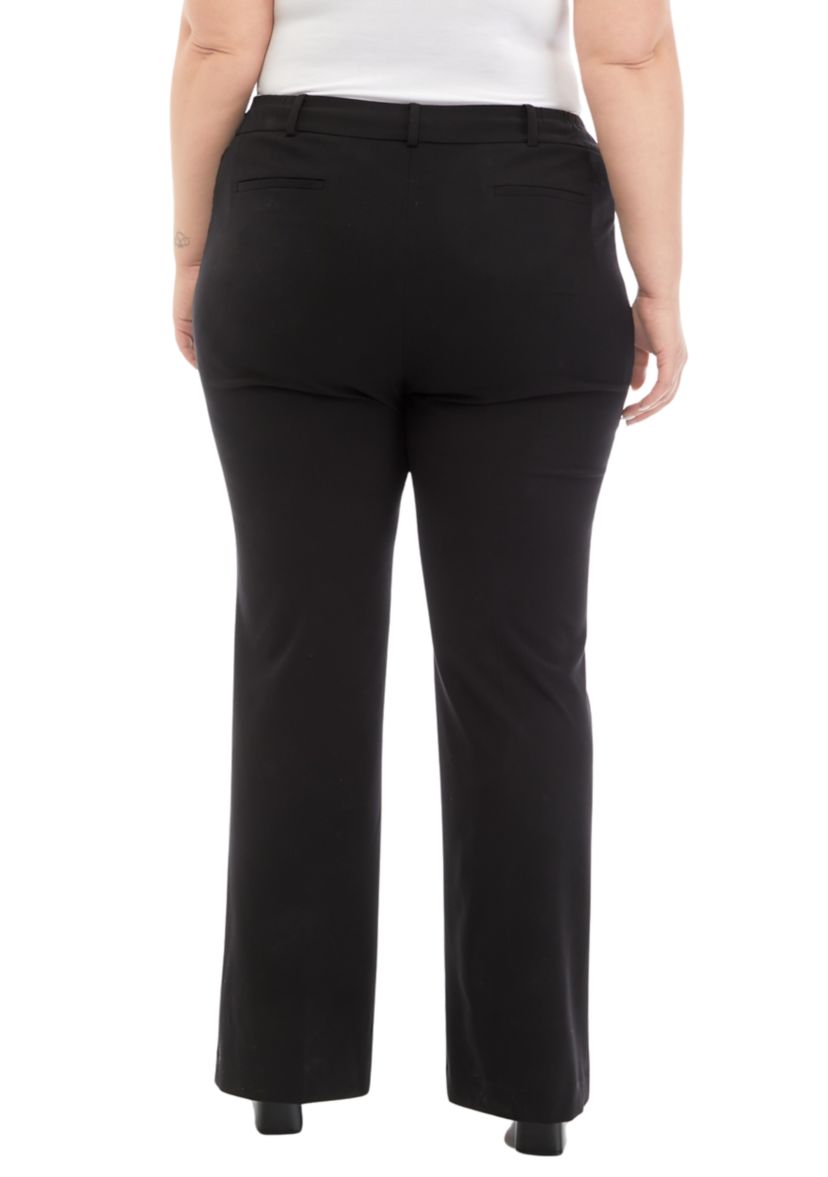 Plus Size Fly Front Seam Pants with Slit