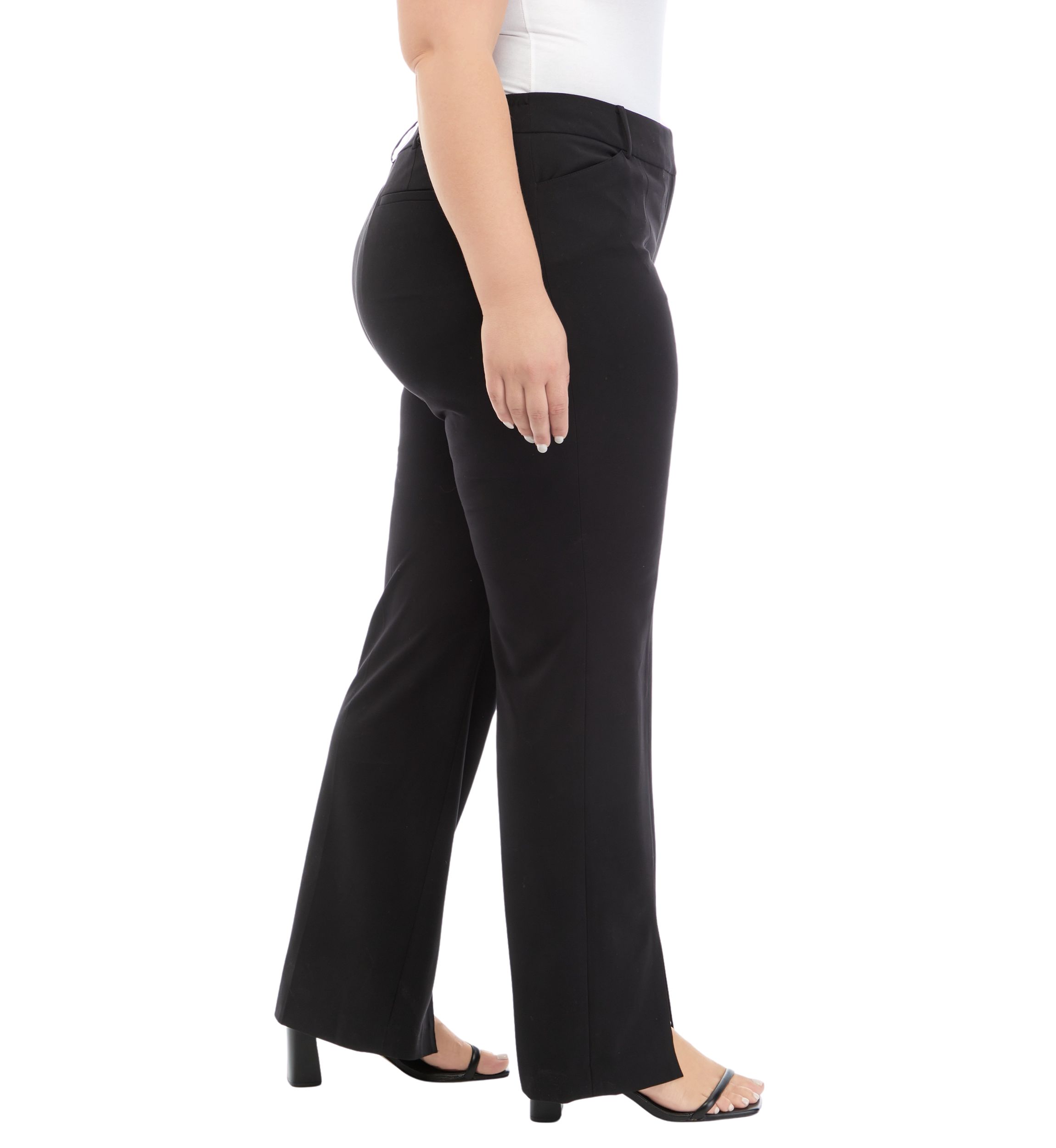 Plus Size Fly Front Seam Pants with Slit