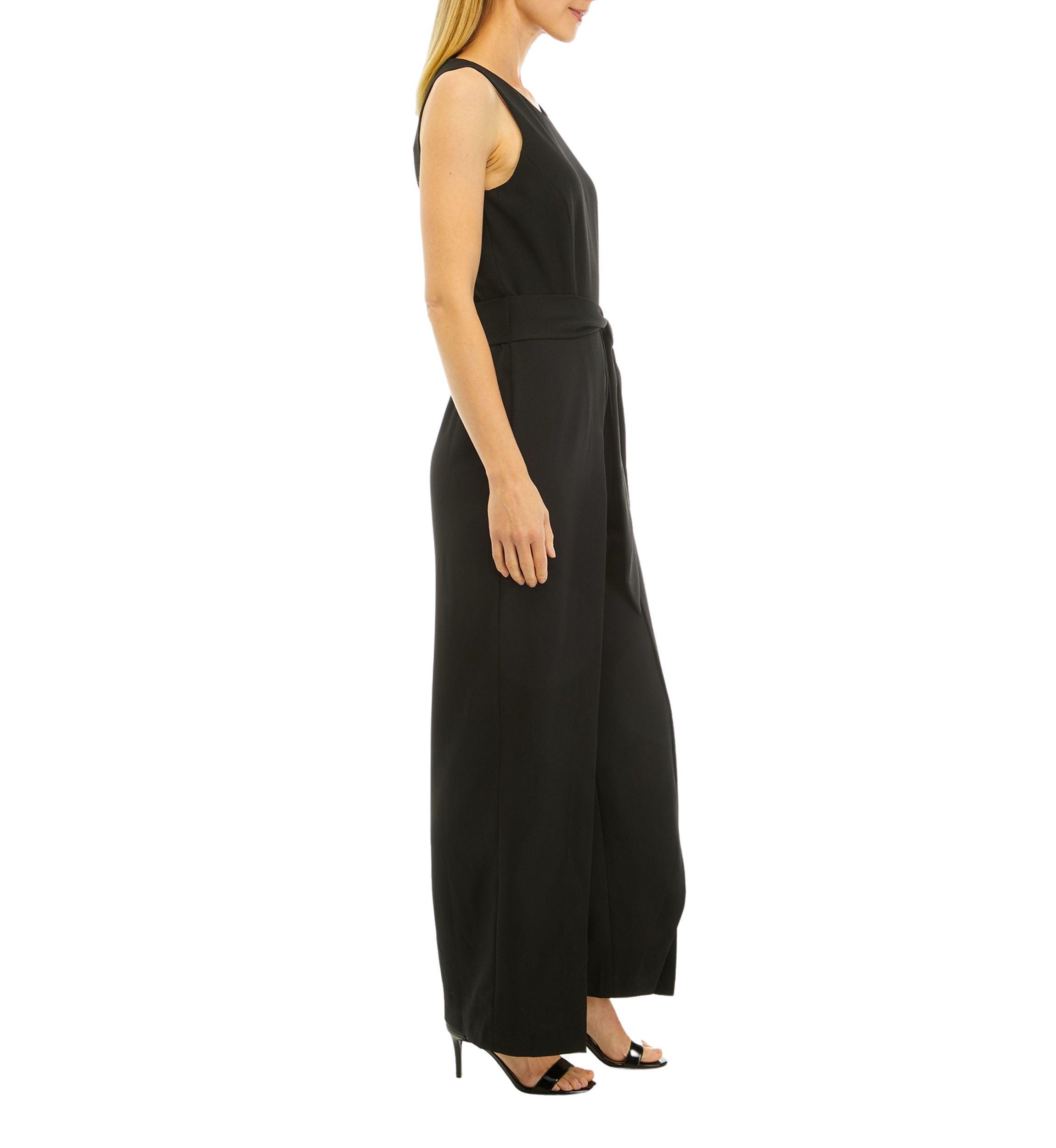 Petite Sleeveless Belted Jumpsuit