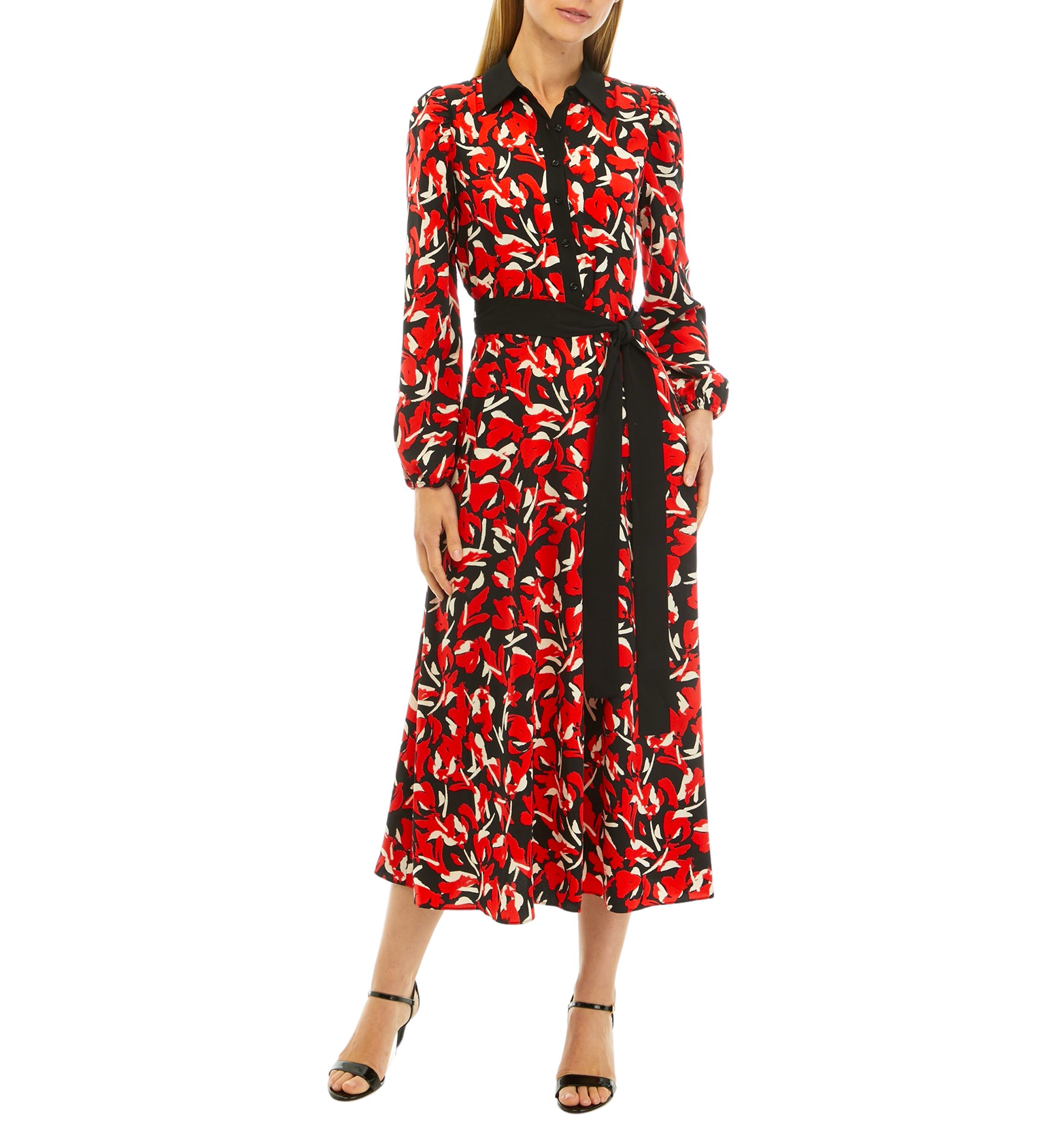 Petite Floral Print Midi Shirtdress