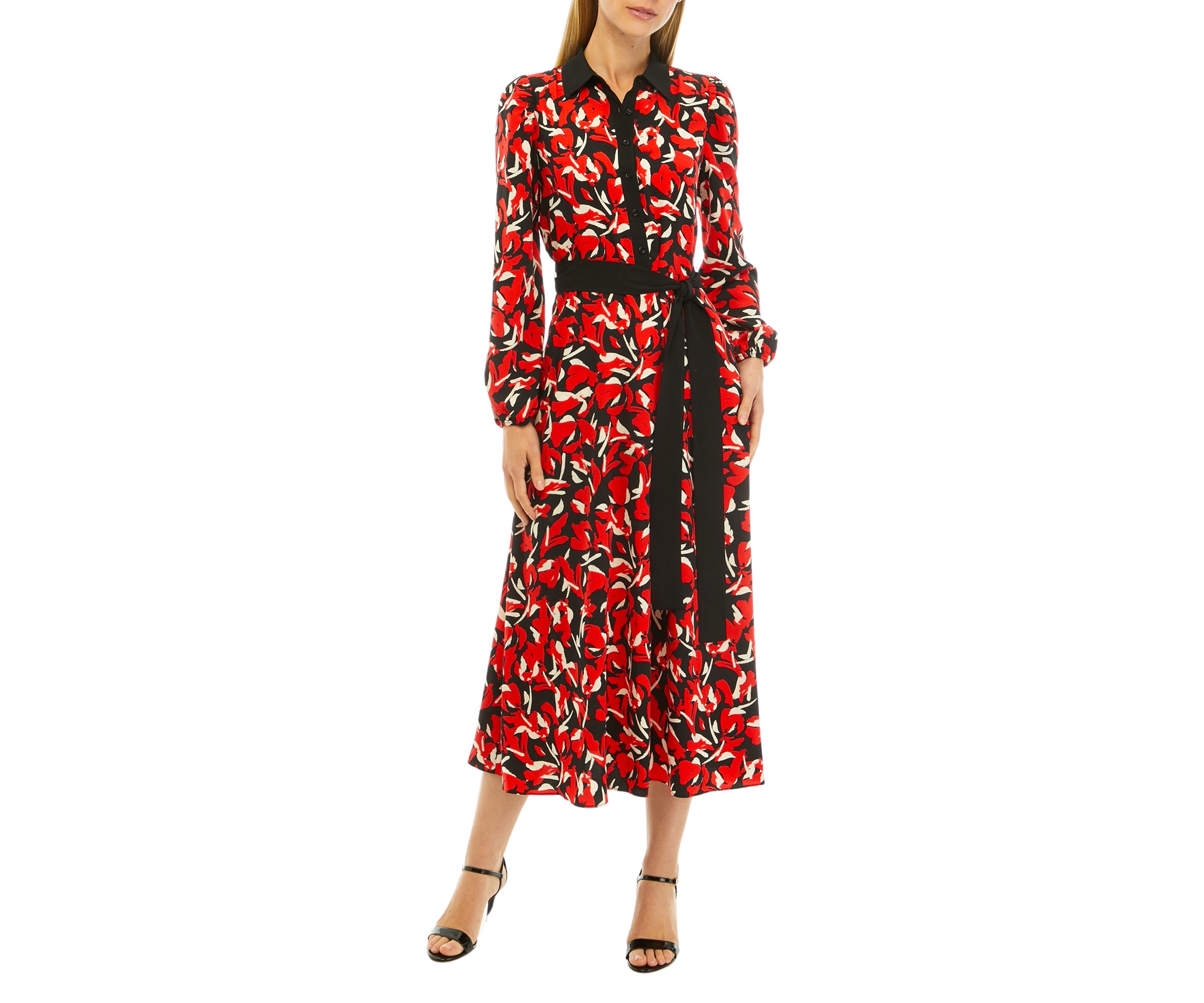 Petite Floral Print Midi Shirtdress