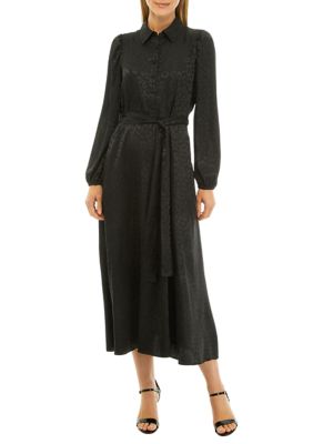 Womens Animal Jacquard Midi Shirtdress