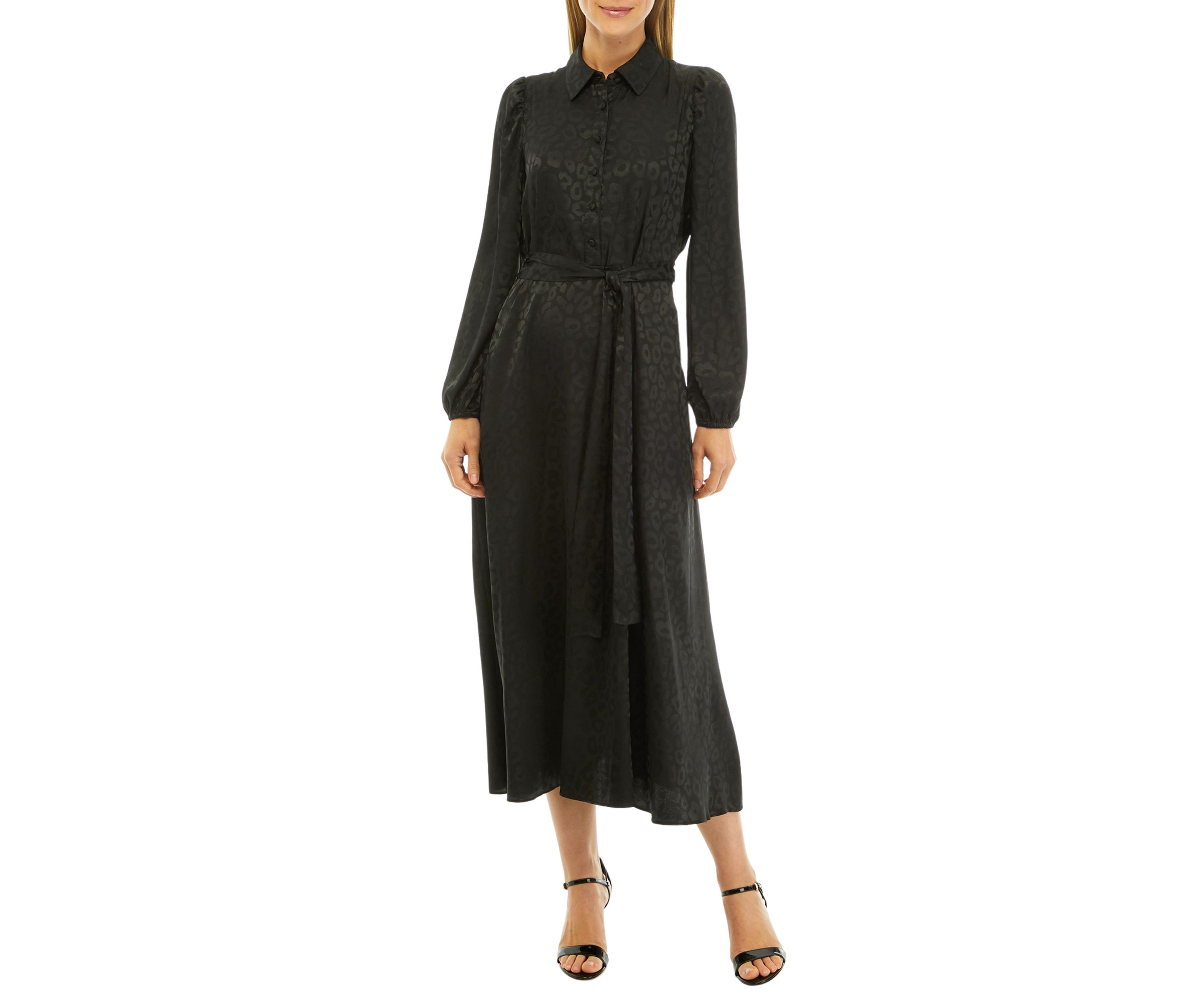 Petite Animal Printed Jacquard Midi Shirtdress