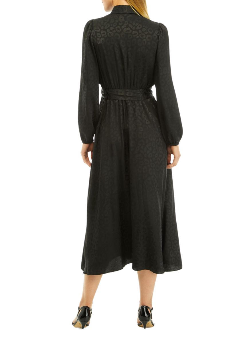 Petite Animal Printed Jacquard Midi Shirtdress