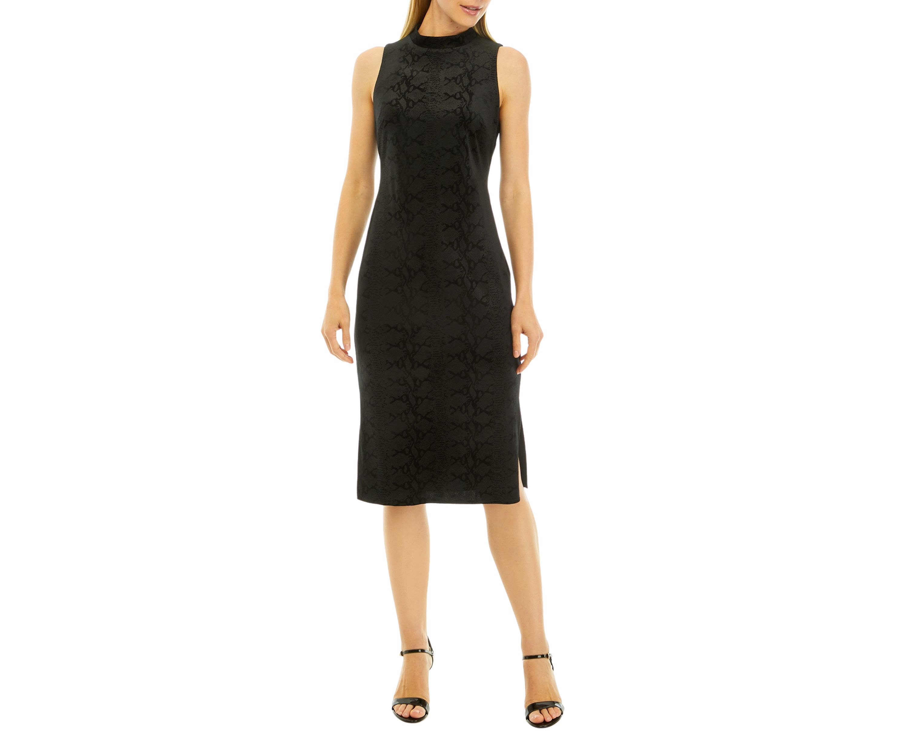 Womens Velvet Snake Jacquard Sleeveless Midi Dress
