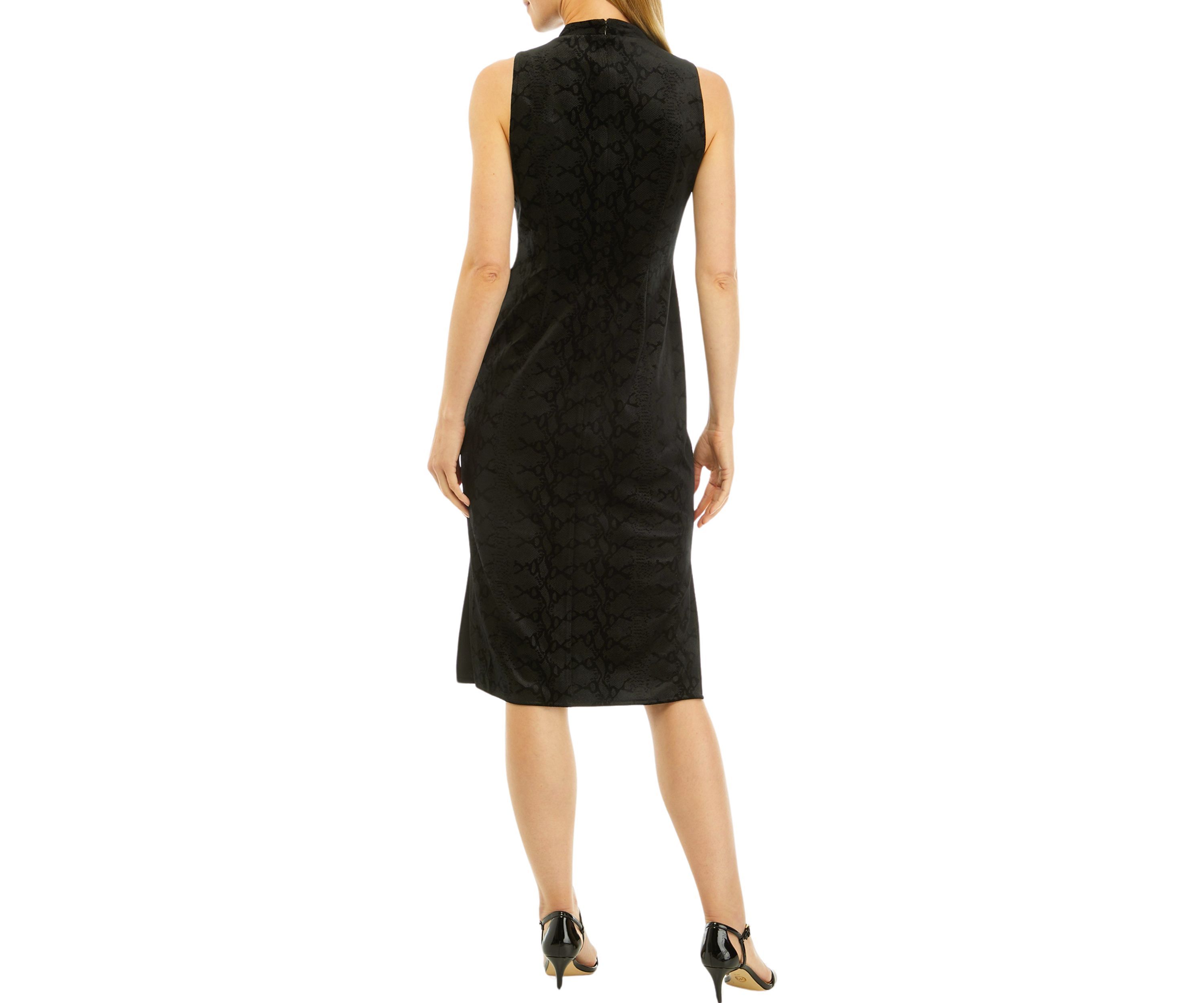Womens Velvet Snake Jacquard Sleeveless Midi Dress