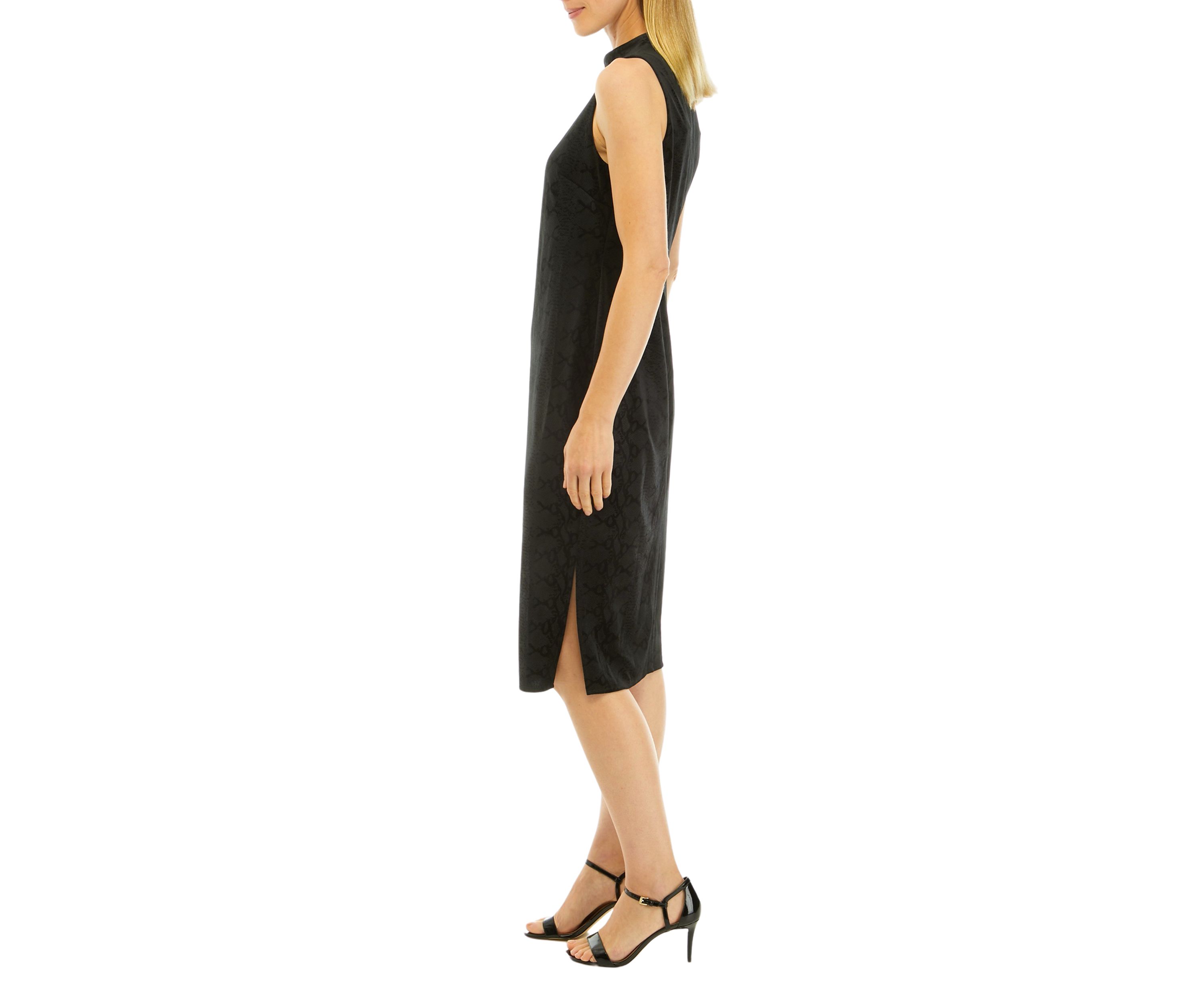 Womens Velvet Snake Jacquard Sleeveless Midi Dress