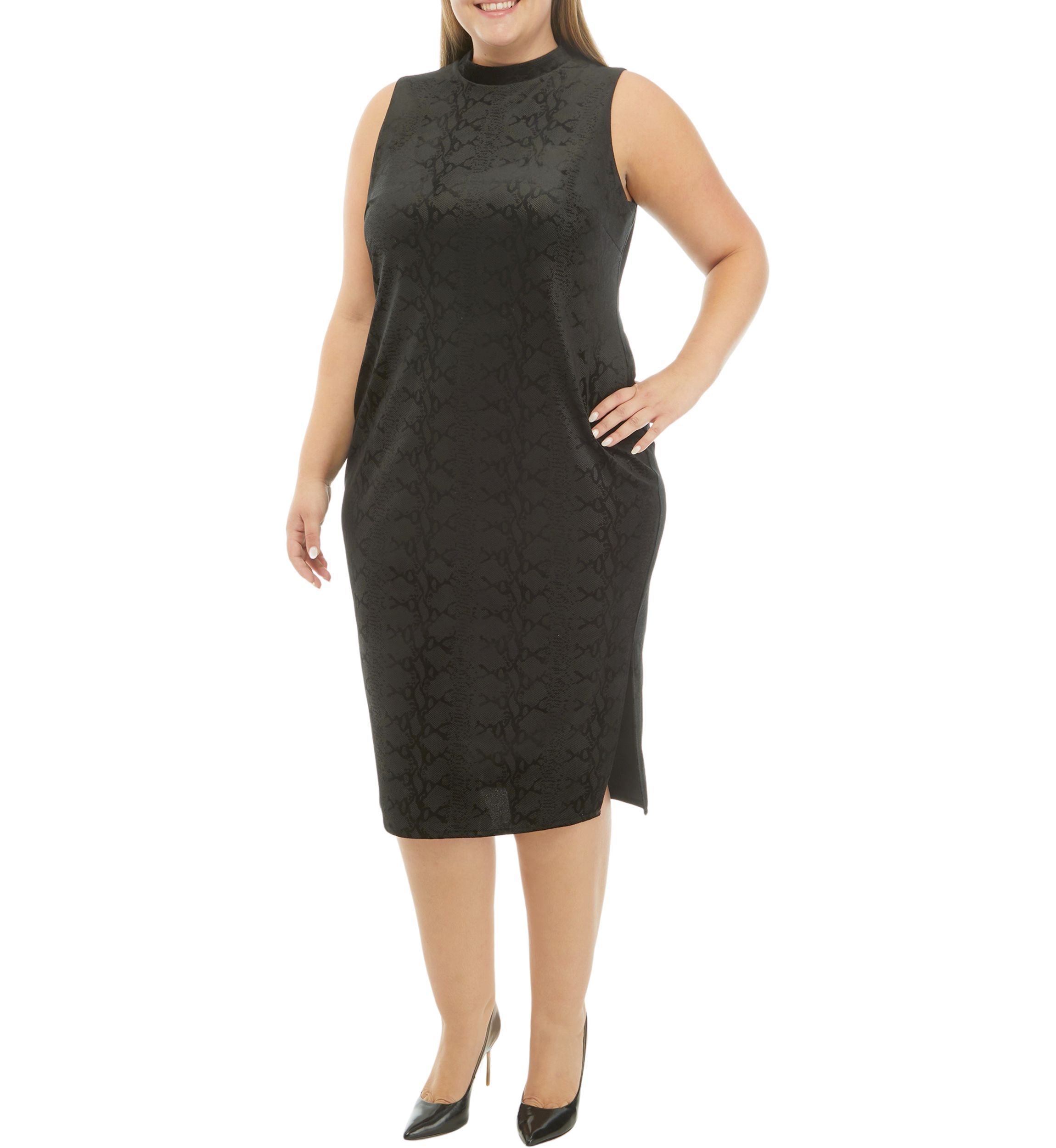 Womens Snakeskin Sleeveless Midi Dress