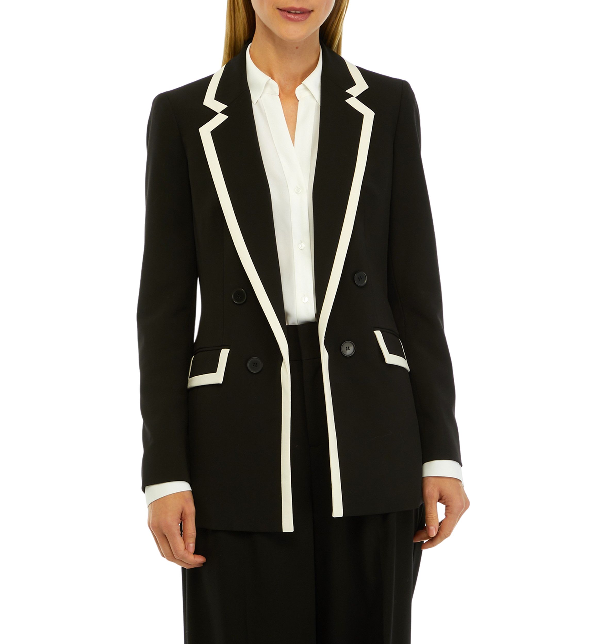 Petite Bistretch Framed Faux Double Breasted Jacket