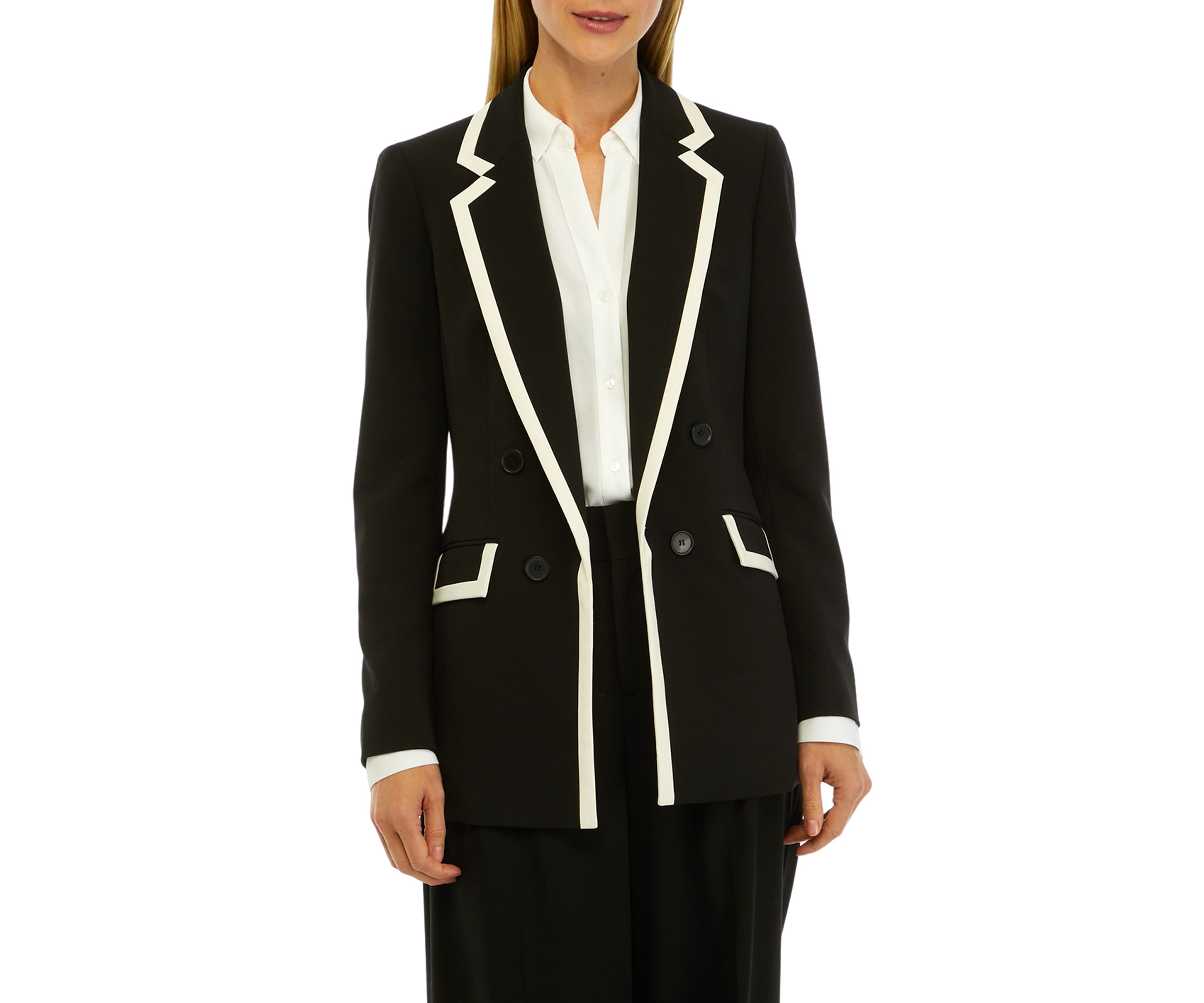 Petite Bistretch Framed Faux Double Breasted Jacket