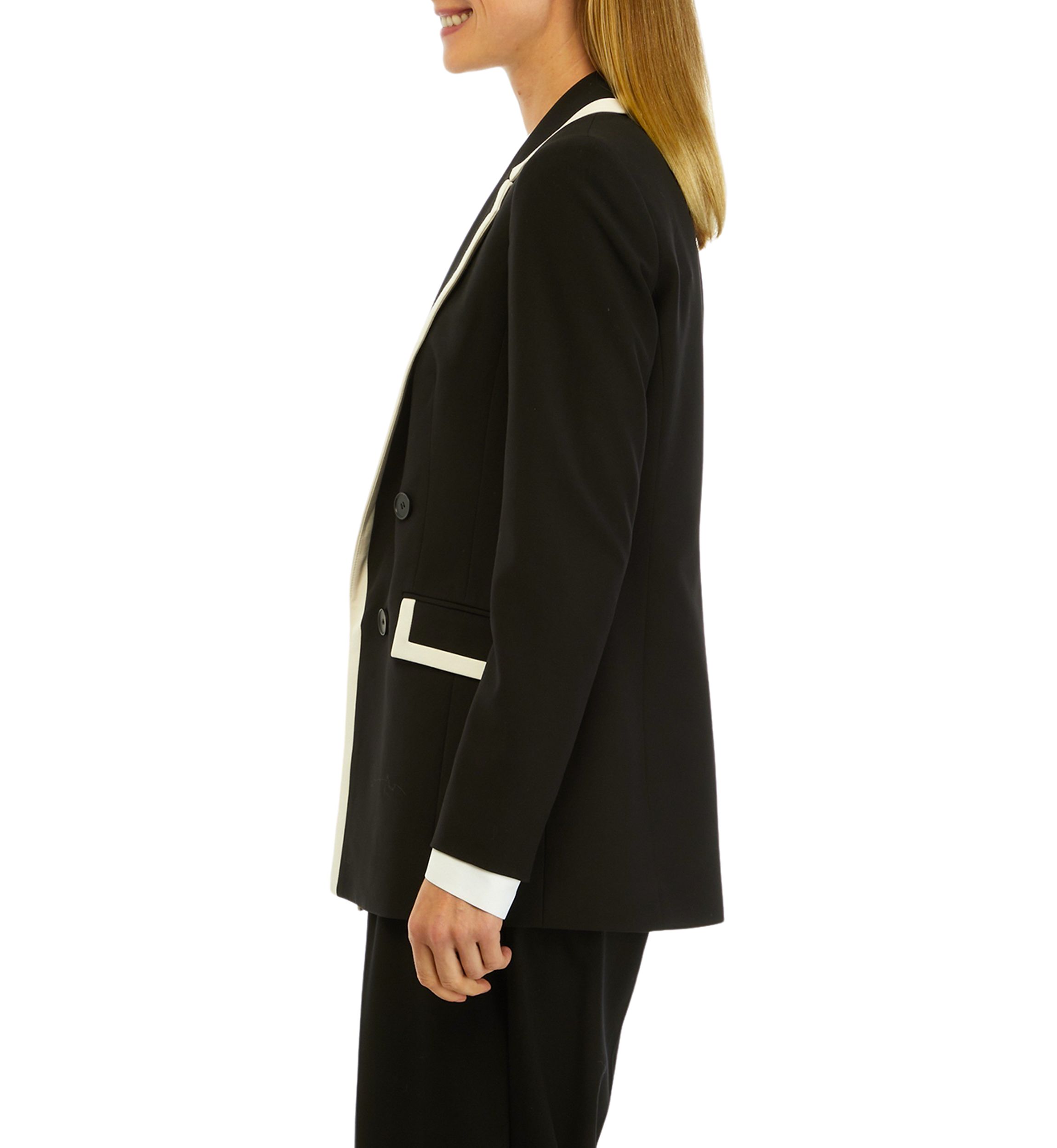 Petite Bistretch Framed Faux Double Breasted Jacket