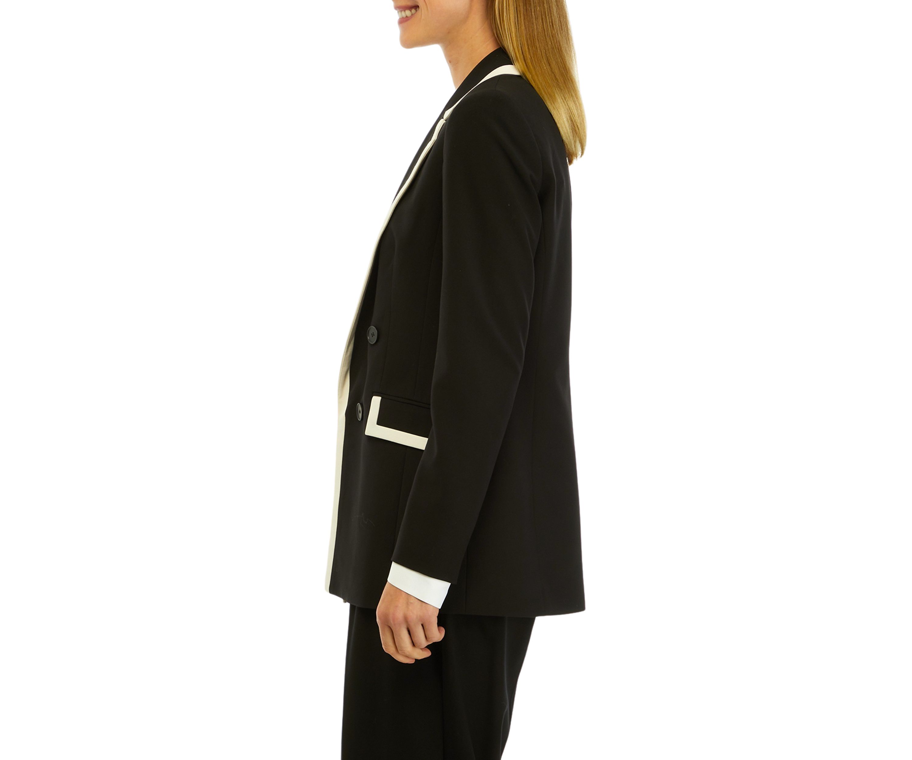 Petite Bistretch Framed Faux Double Breasted Jacket