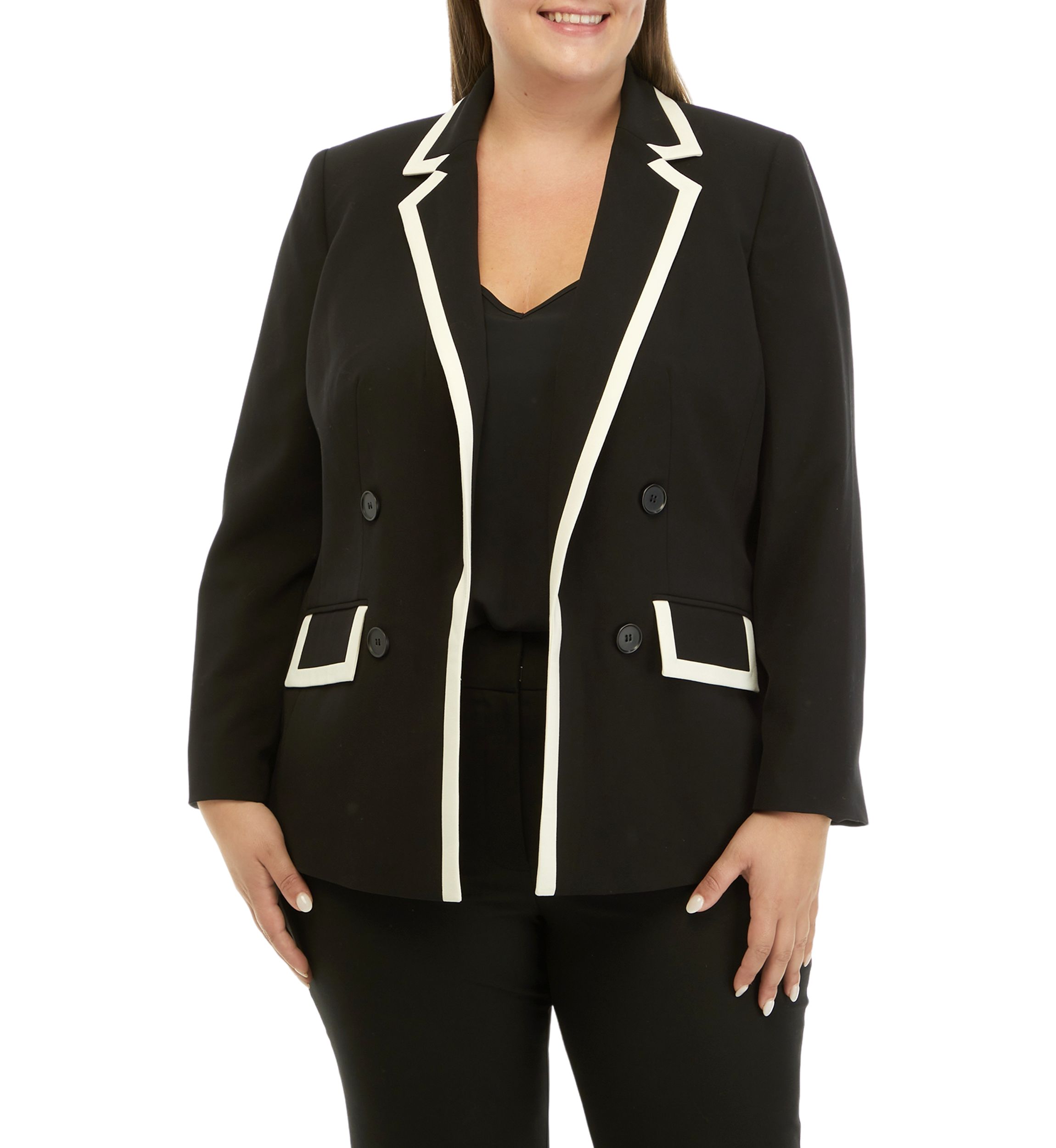 Plus Size Framed Faux Double Breasted Jacket 