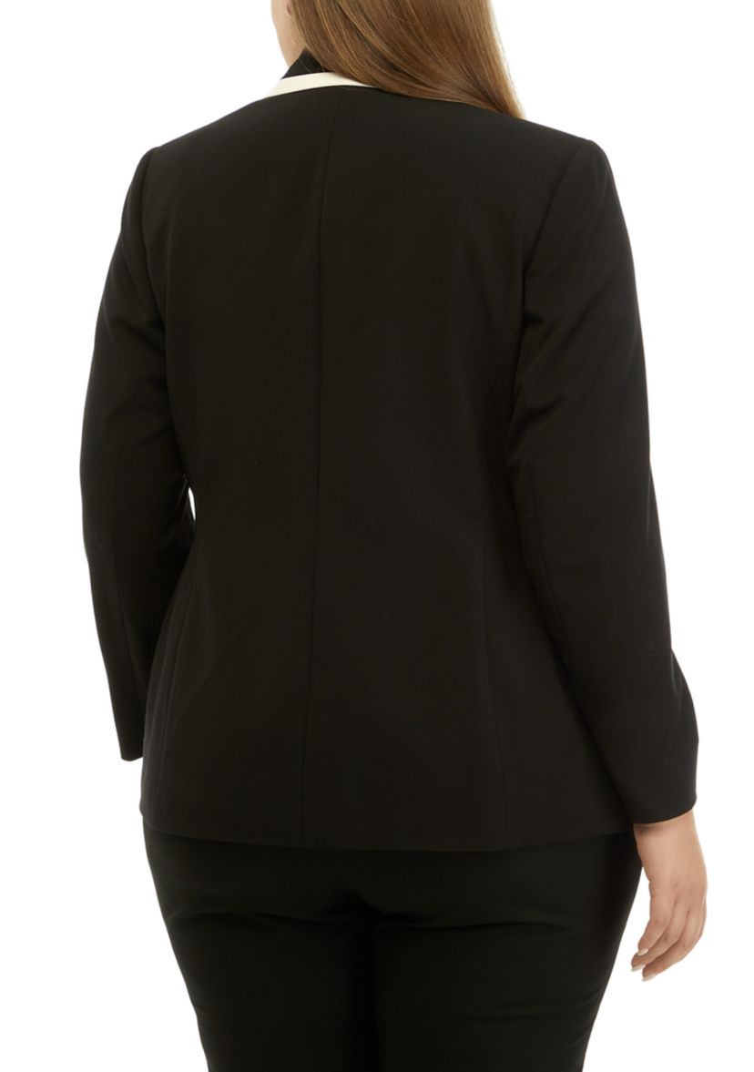 Plus Size Framed Faux Double Breasted Jacket 