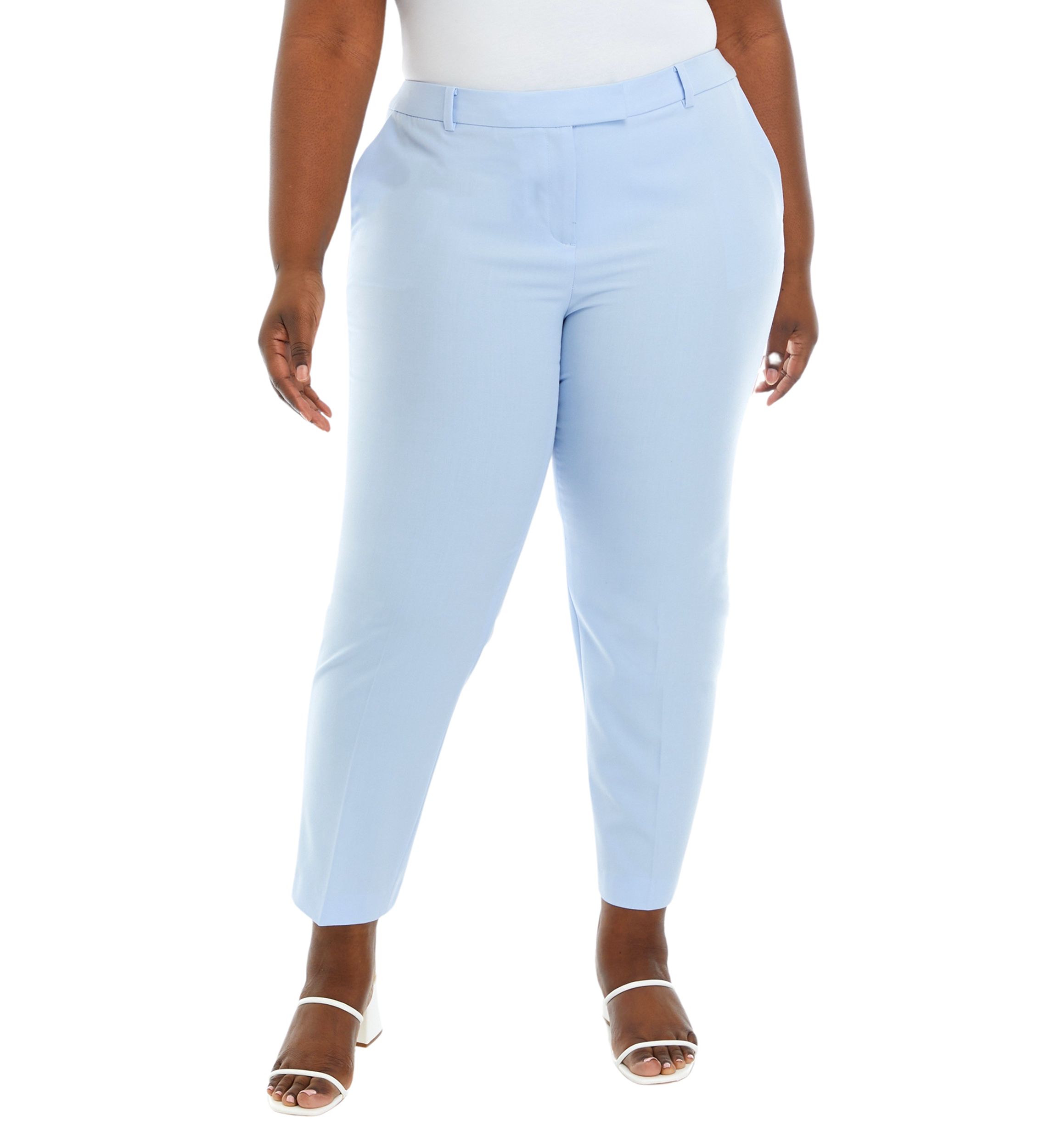 Plus Size Fly Front Extended Tab Slim Pants