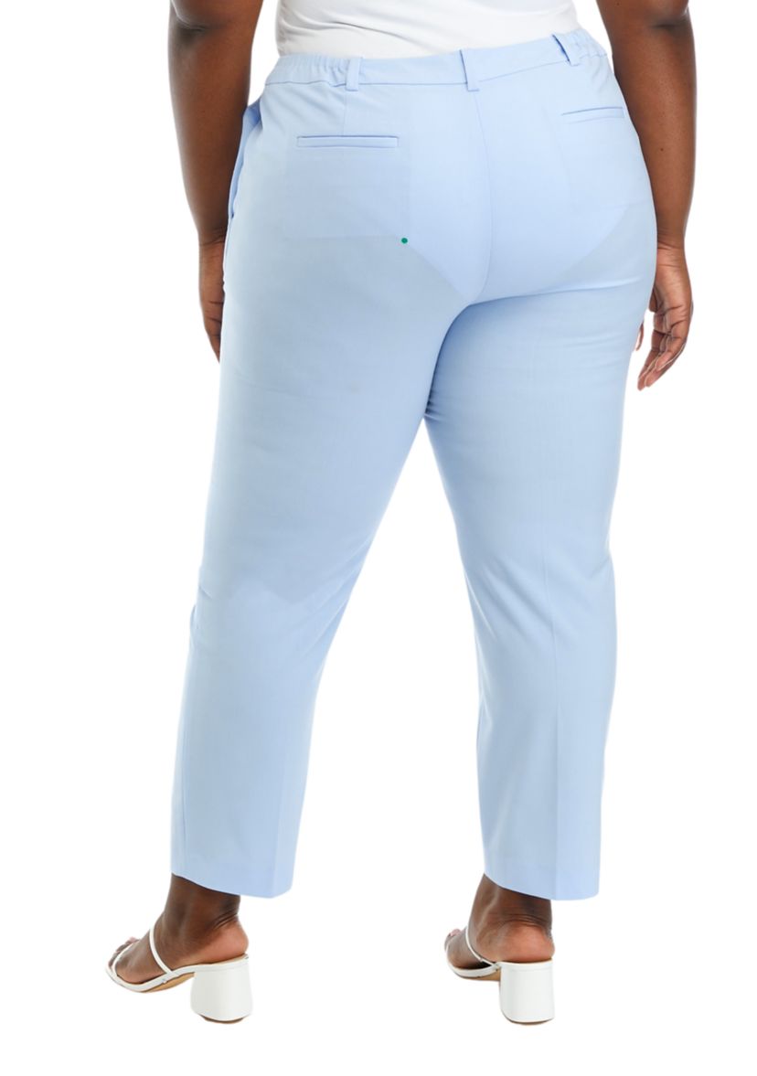 Plus Size Fly Front Extended Tab Slim Pants