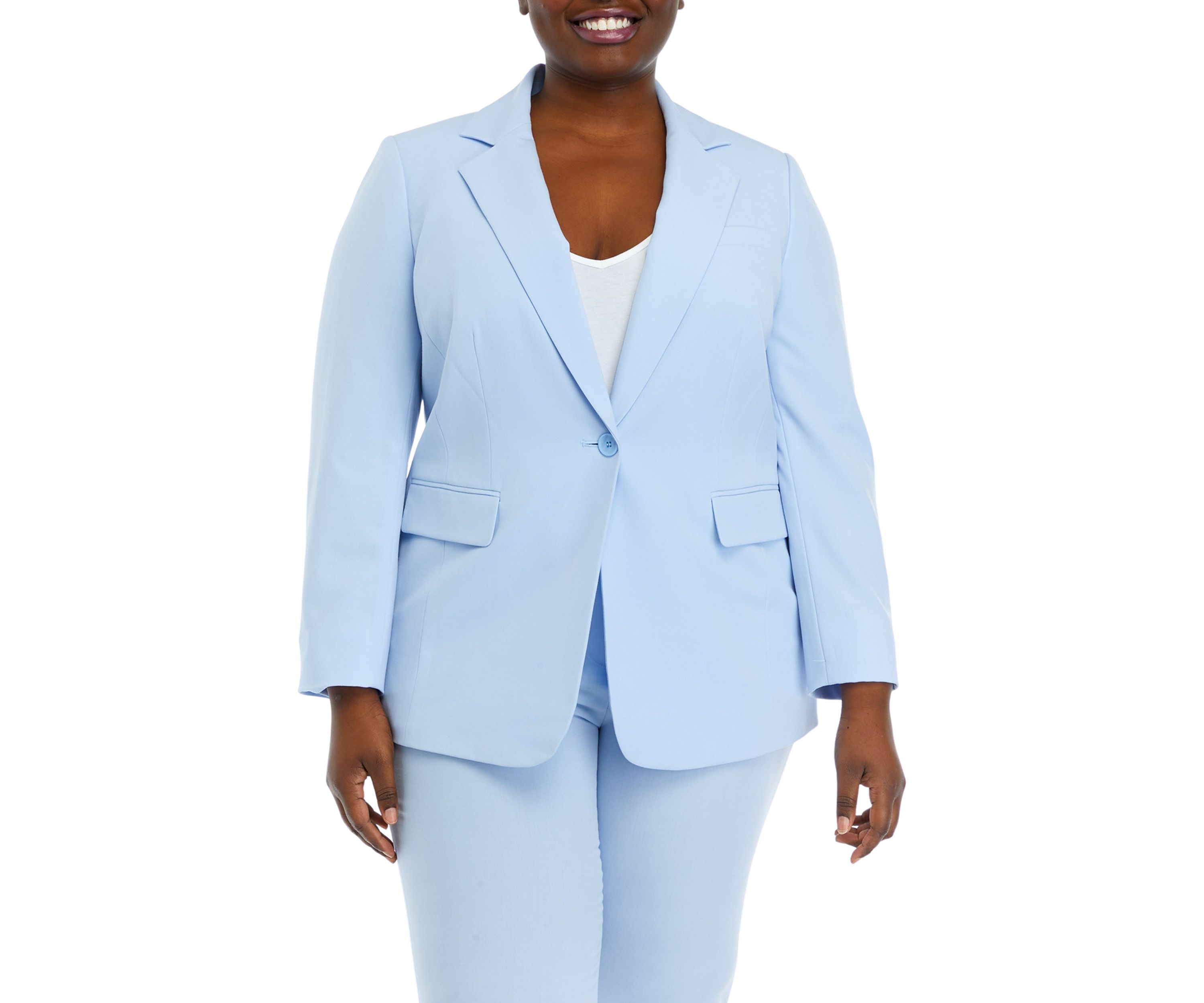 Plus Size One Button Notch Collar Jacket