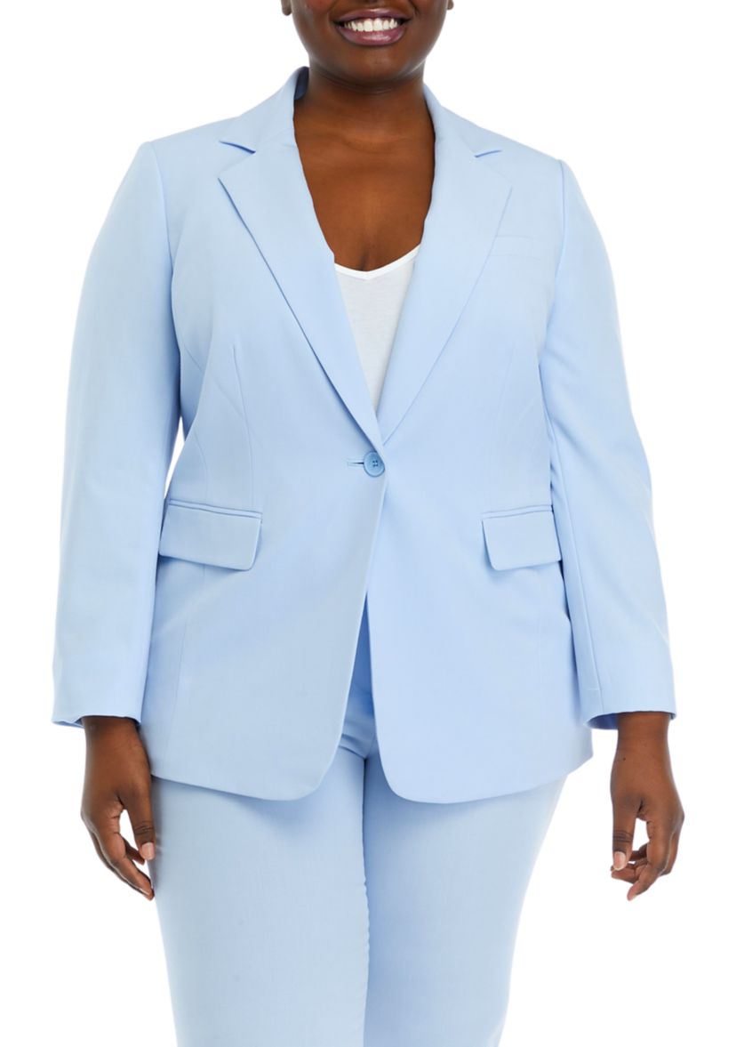 Plus Size One Button Notch Collar Jacket