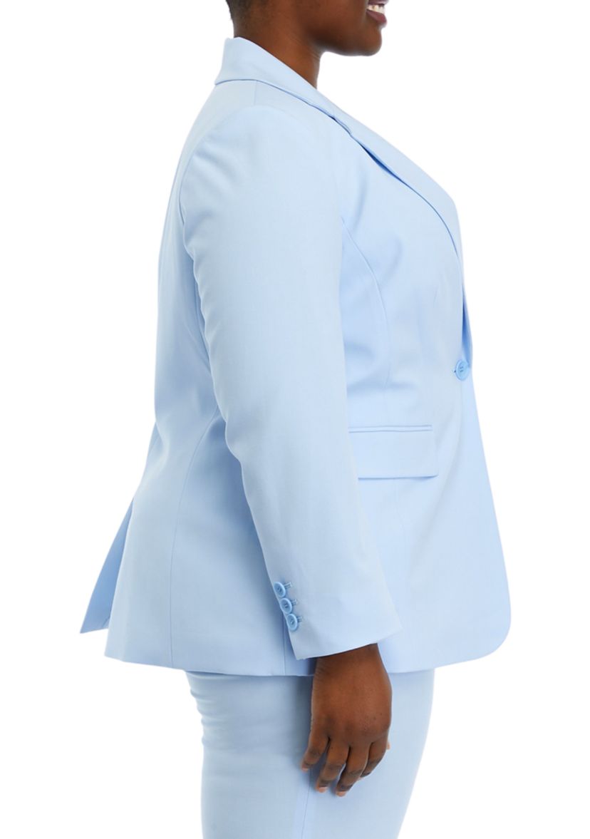 Plus Size One Button Notch Collar Jacket