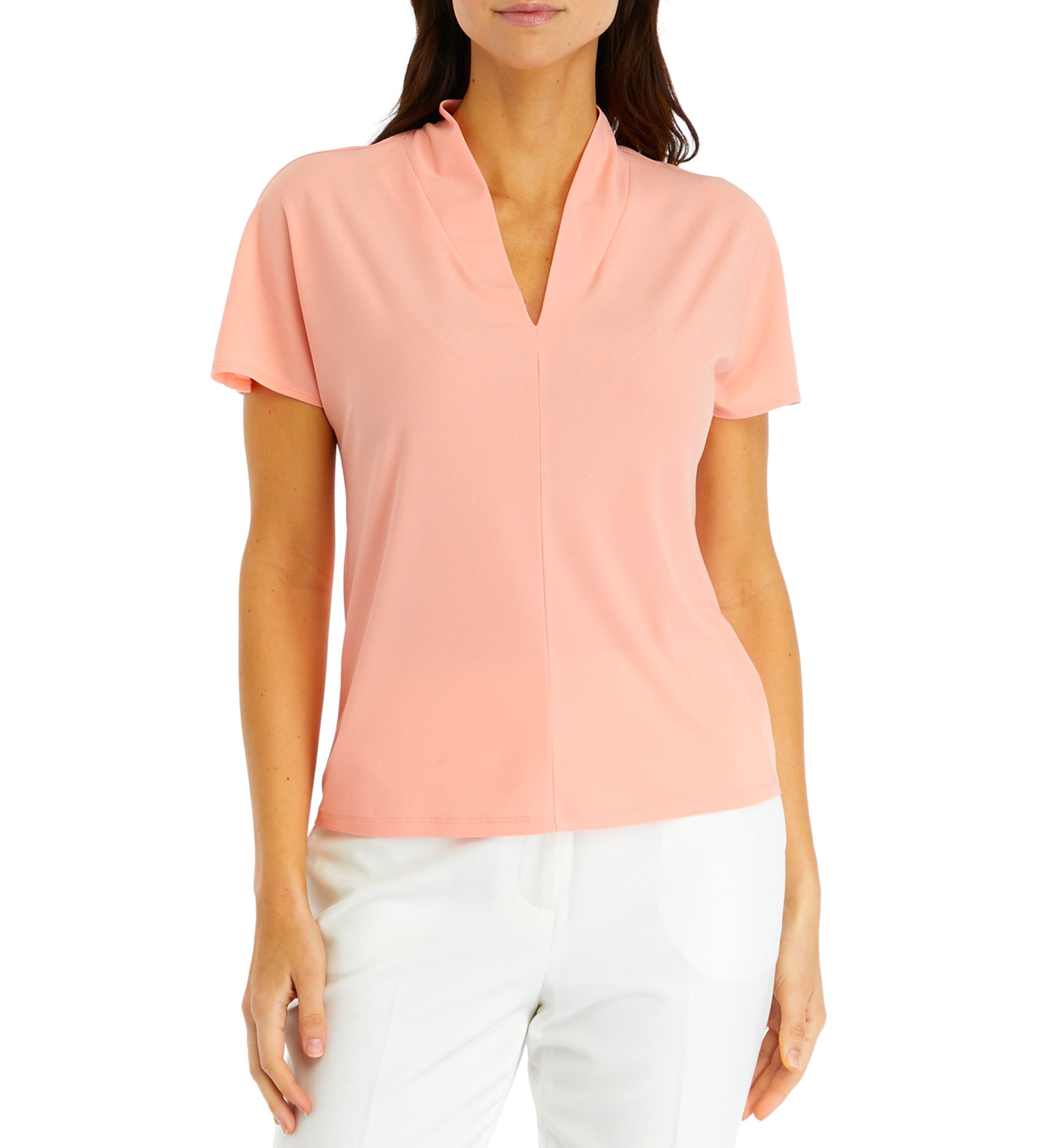 Petite V-Neck Extend Shoulder Knit Top