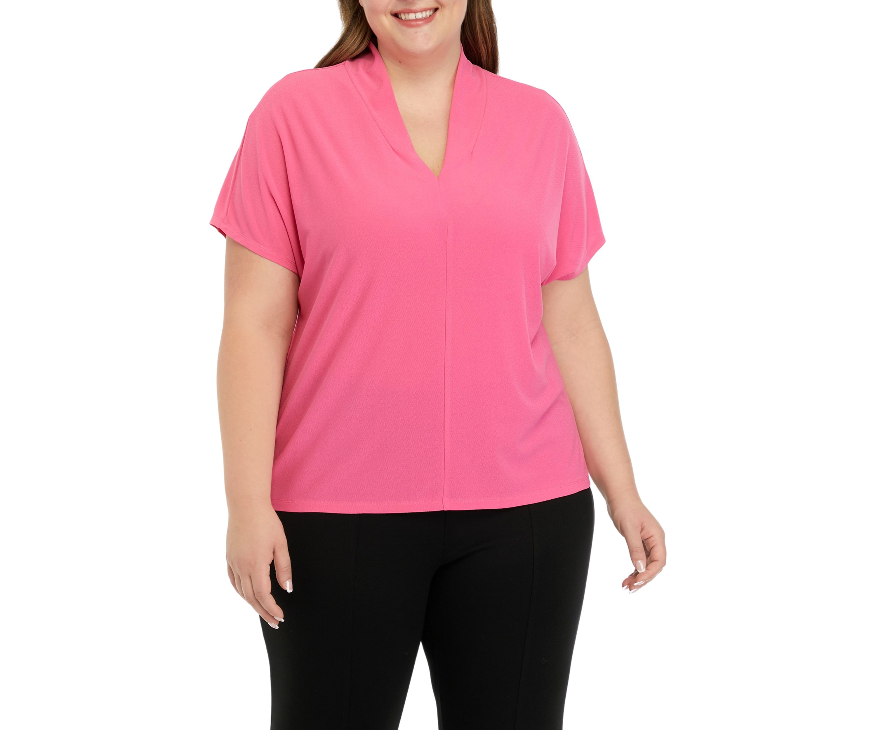Plus Size V-Neck Cap Sleeve Knit Top