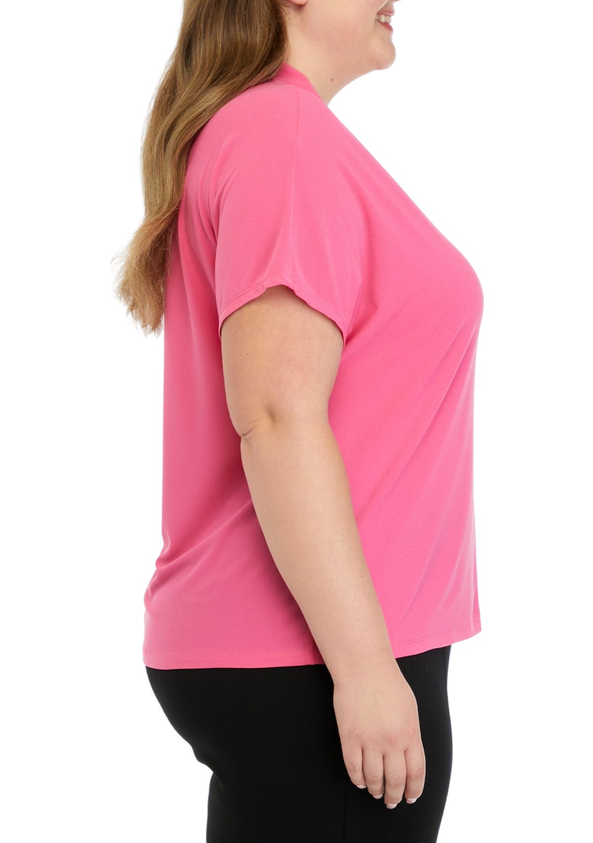 Plus Size V-Neck Cap Sleeve Knit Top