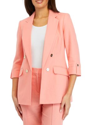 THE LIMITED Women's Linen Faux Double Breasted Jacket