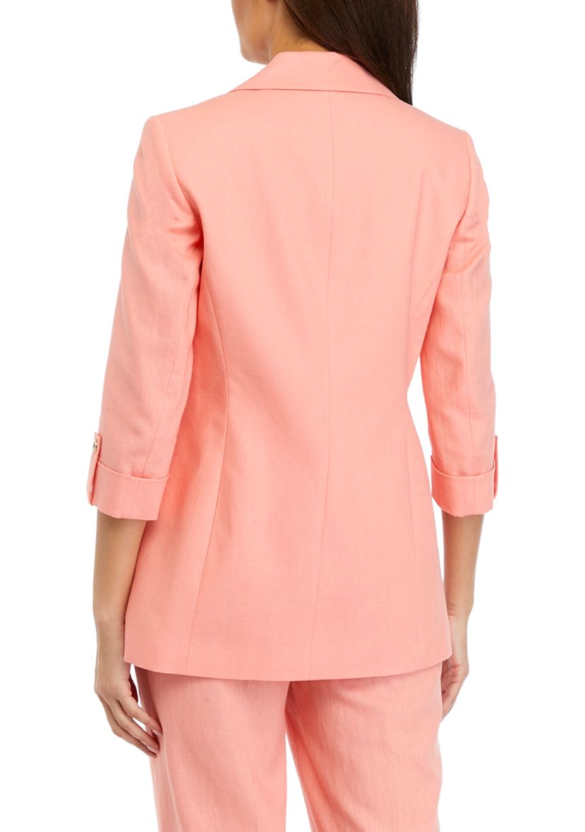 Womens Linen Faux Double Breasted Jacket