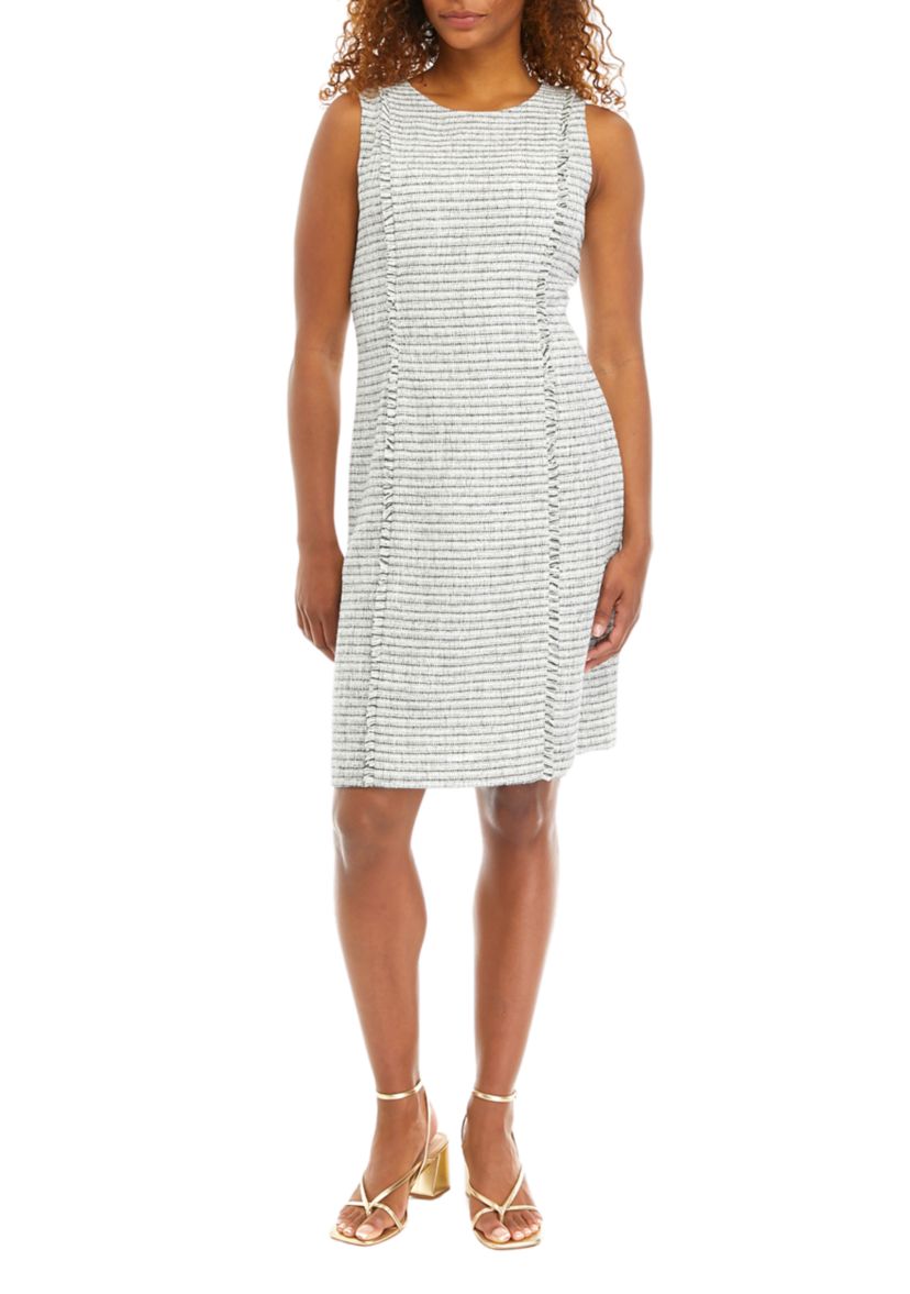 Womens Tweed Dress with Fringe Seams